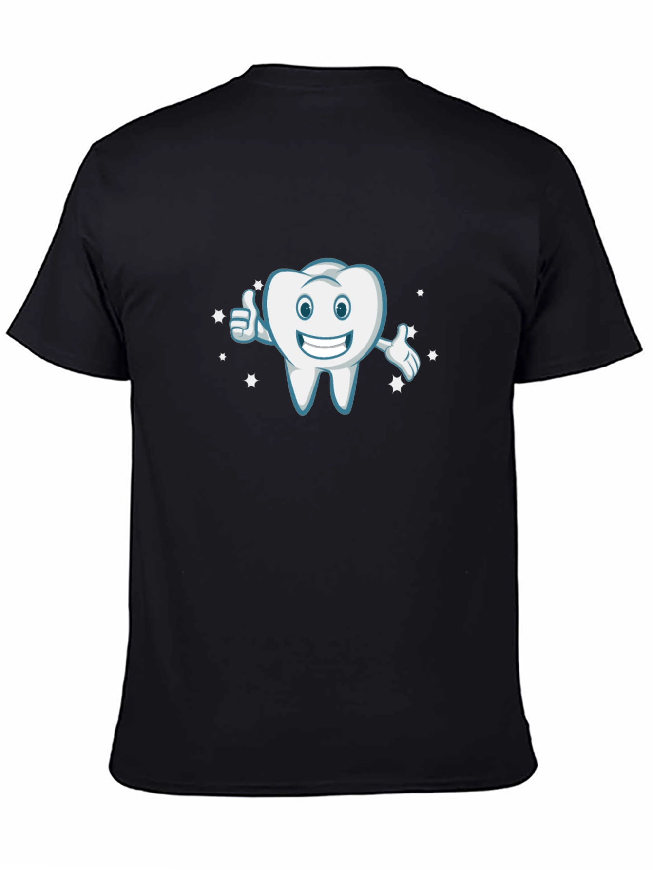 Black Smiling Tooth Cartoon Black T-Shirt view 4