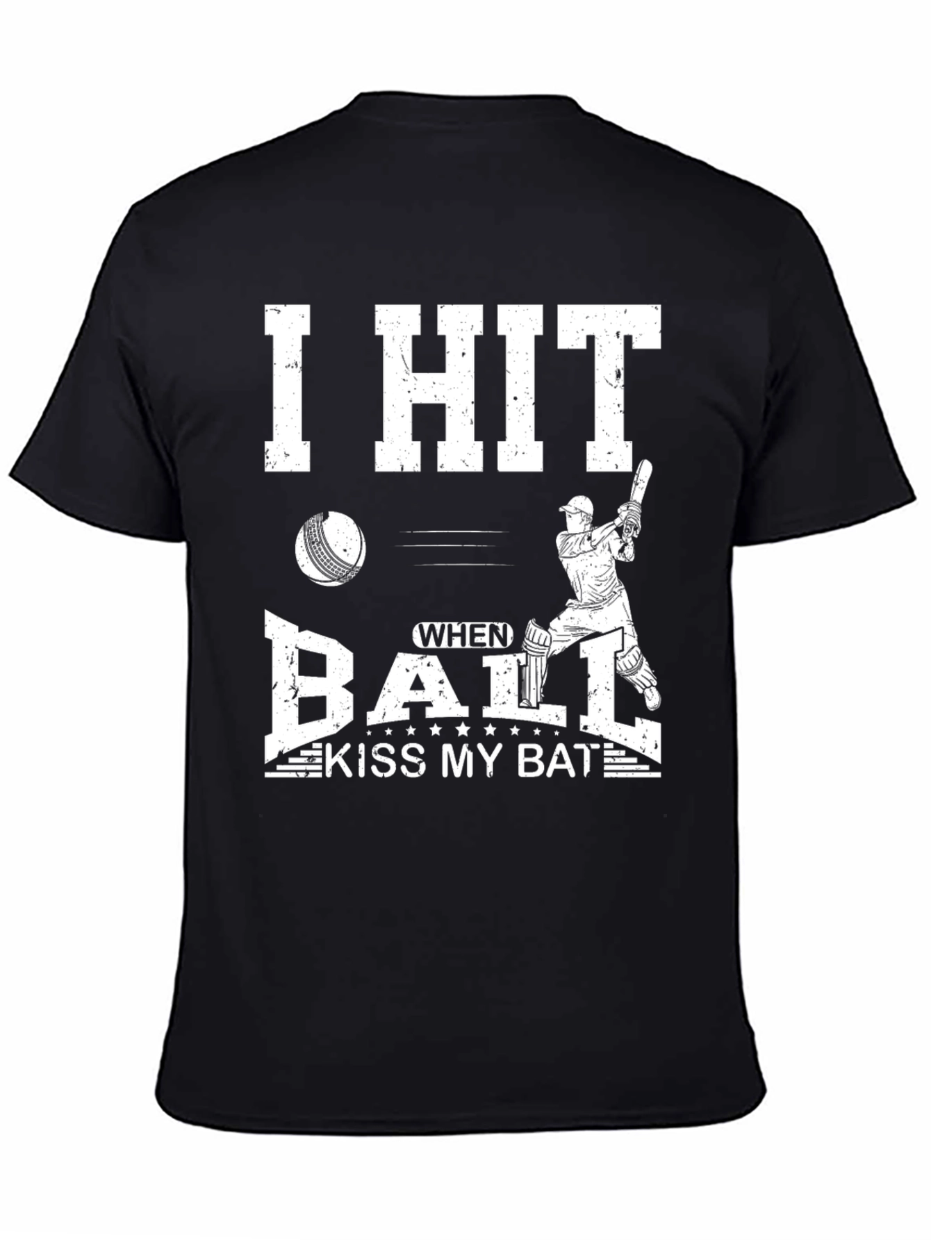 Black I Hit When Ball Kiss My Bat Funny Cricket T-Shirt view 4