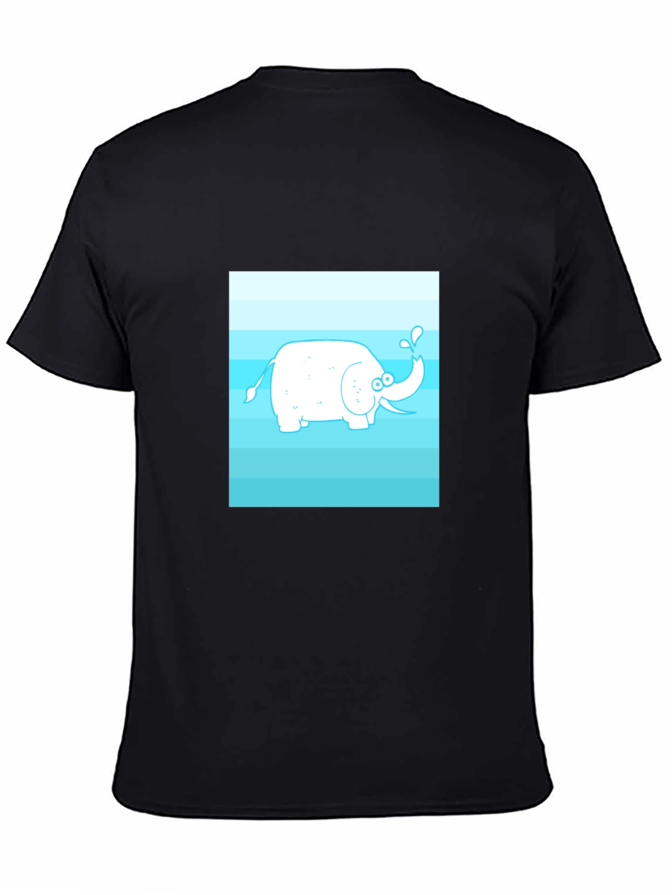 Black Cartoon Elephant Graphic Tee - Black Cotton Casual Shirt view 4