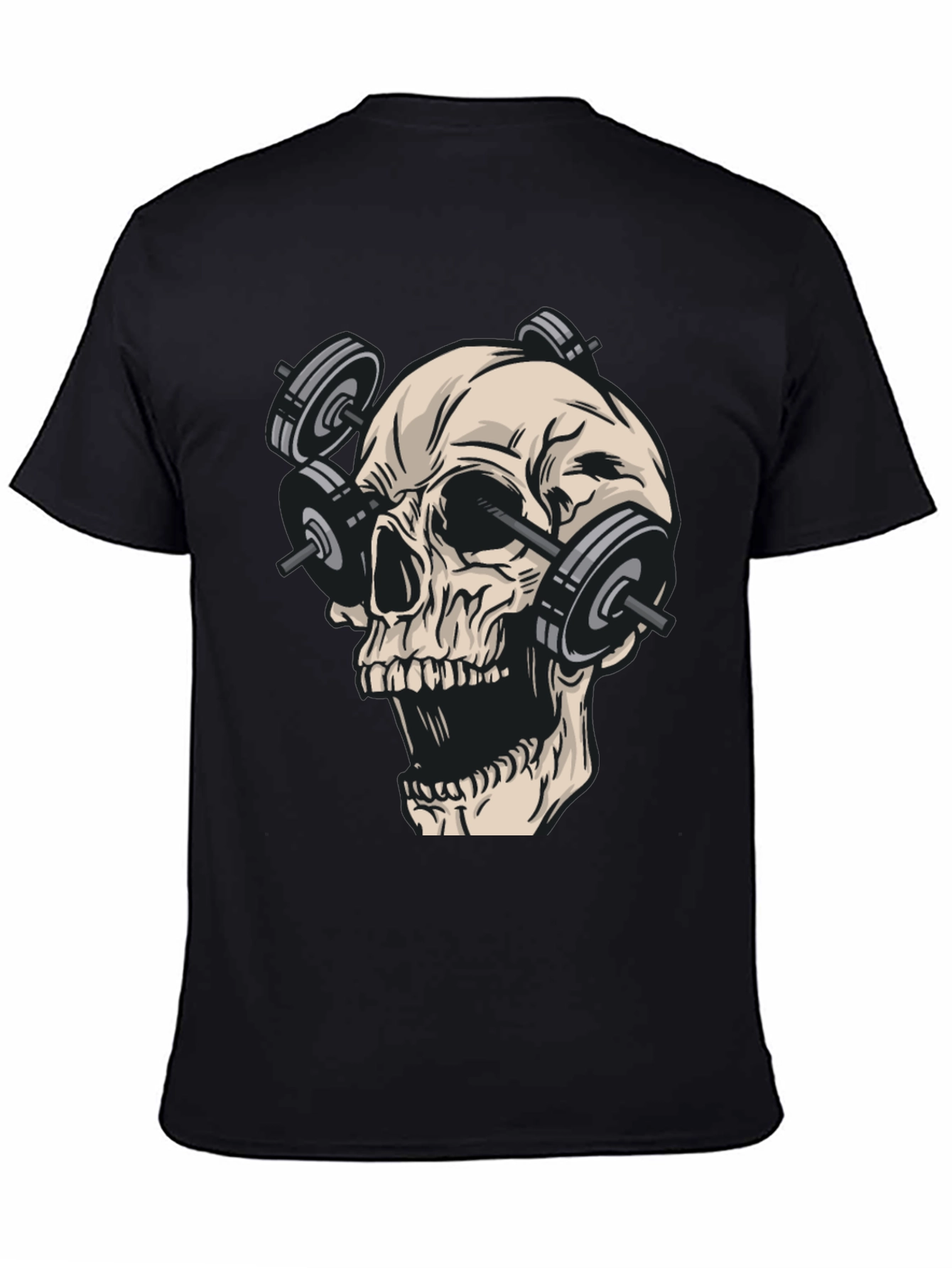 Black Skull Gym Weights Black T-Shirt view 4