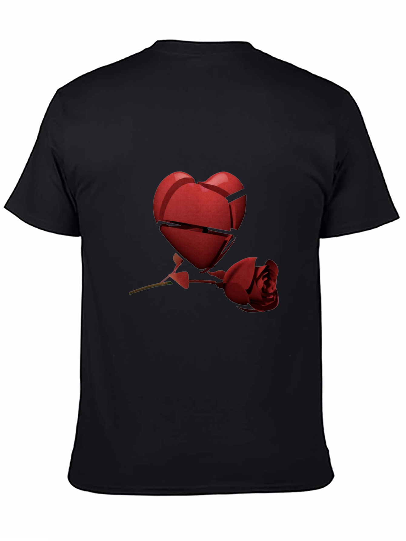 Black Heartbreak Rose Graphic Tee - Black Casual T-Shirt view 4