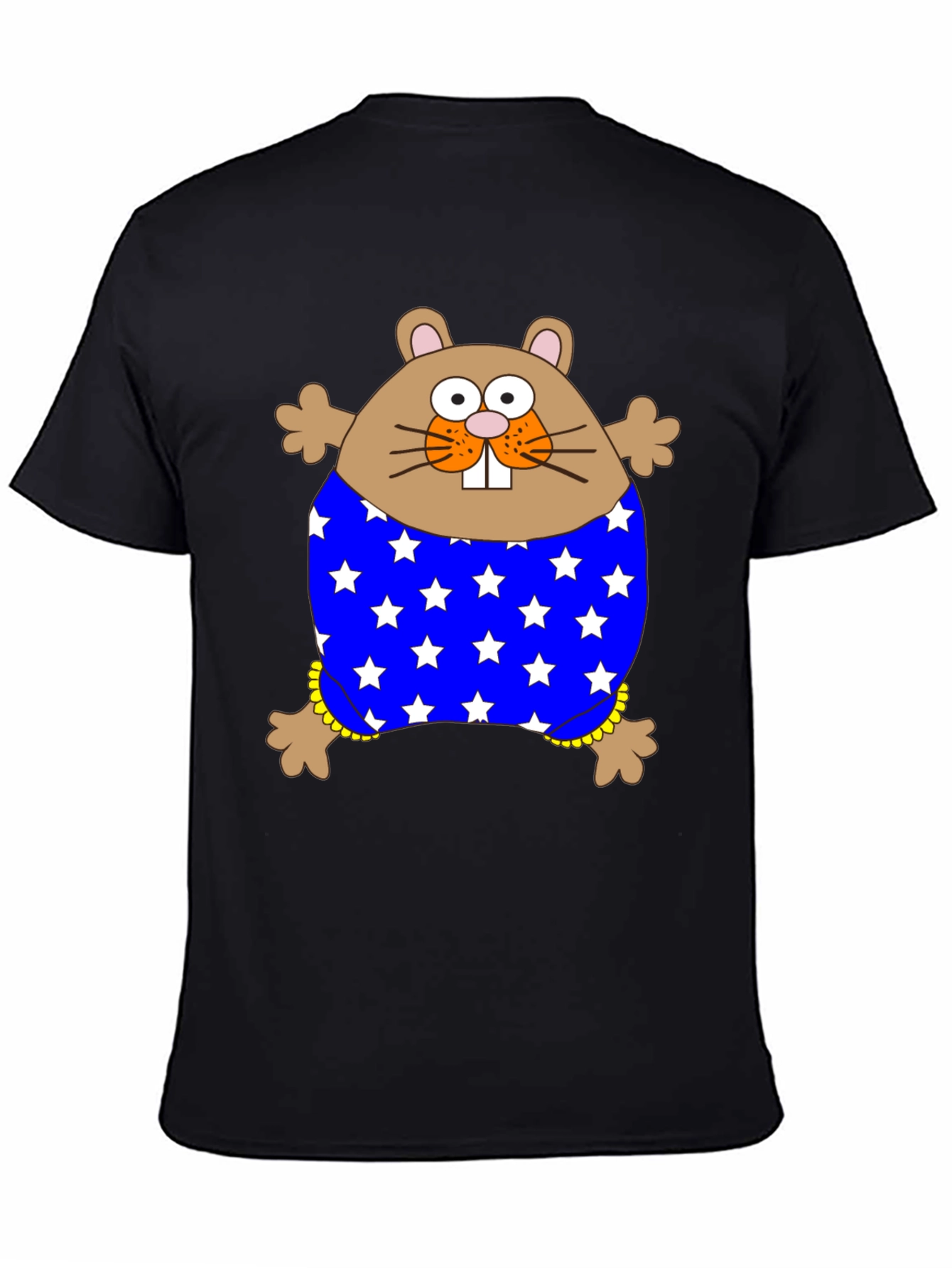 Black Funny Hamster Stars T-Shirt view 4