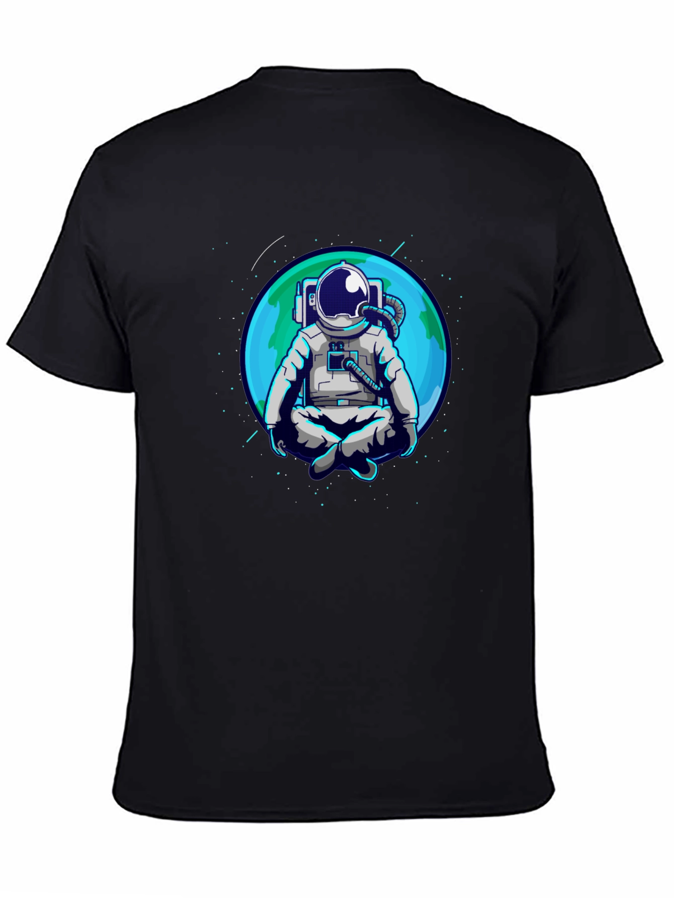 Black Meditating Astronaut T-Shirt - Space Zen Tee view 4