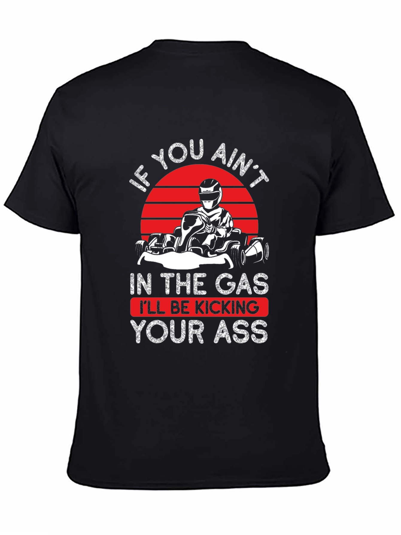 Black Go-Kart Racing T-Shirt - "In The Gas" view 4