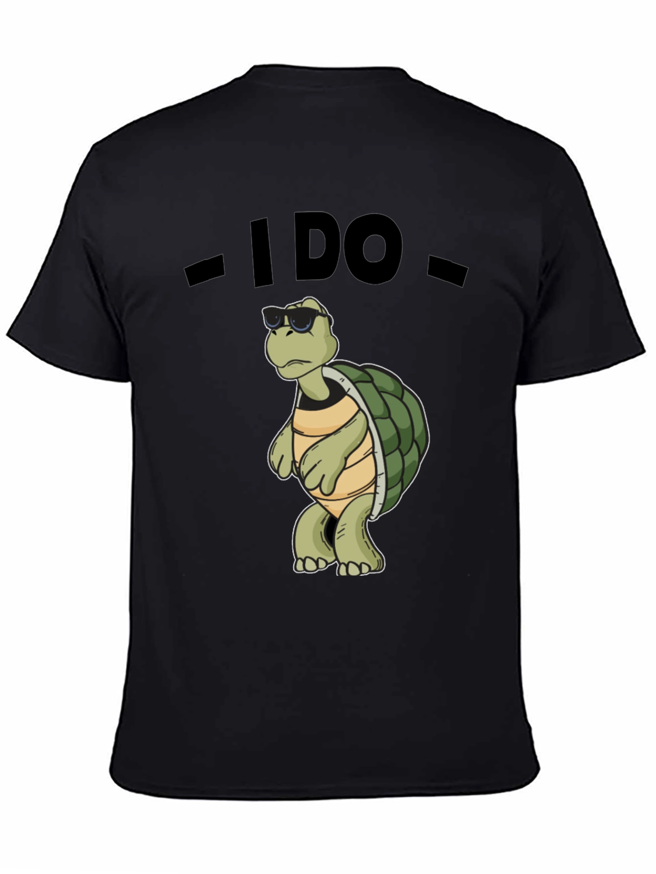 Black Cool Turtle T-Shirt - I Do - Black Cotton Tee view 4