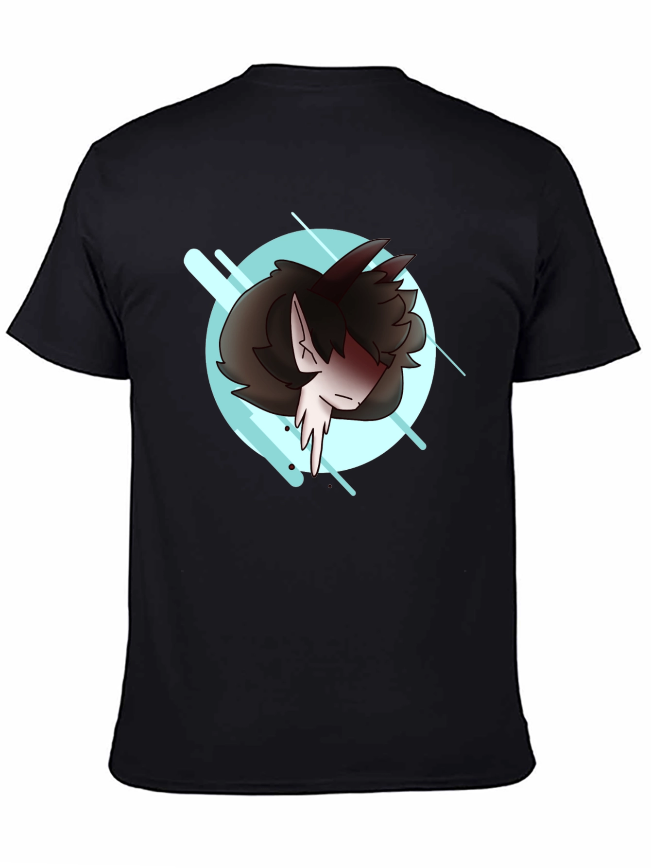 Black Anime Style Graphic Tee - Black Cotton Blend Shirt view 4