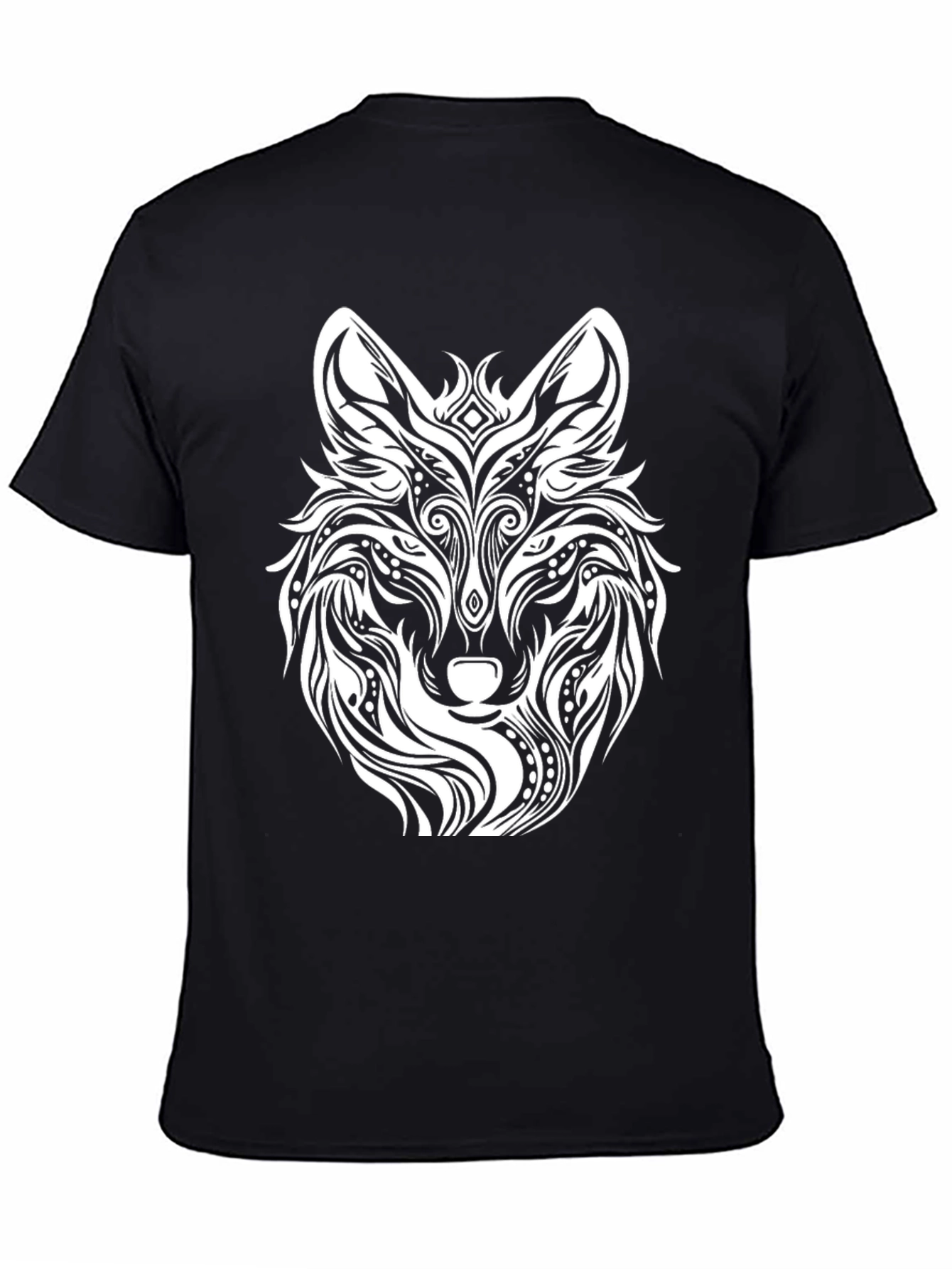 Black Wolf Graphic Print Black T-Shirt view 4