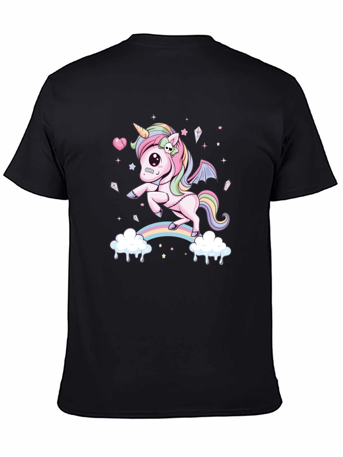 Black Unicorn Rainbow Graphic Tee - Men's Black T-Shirt view 4