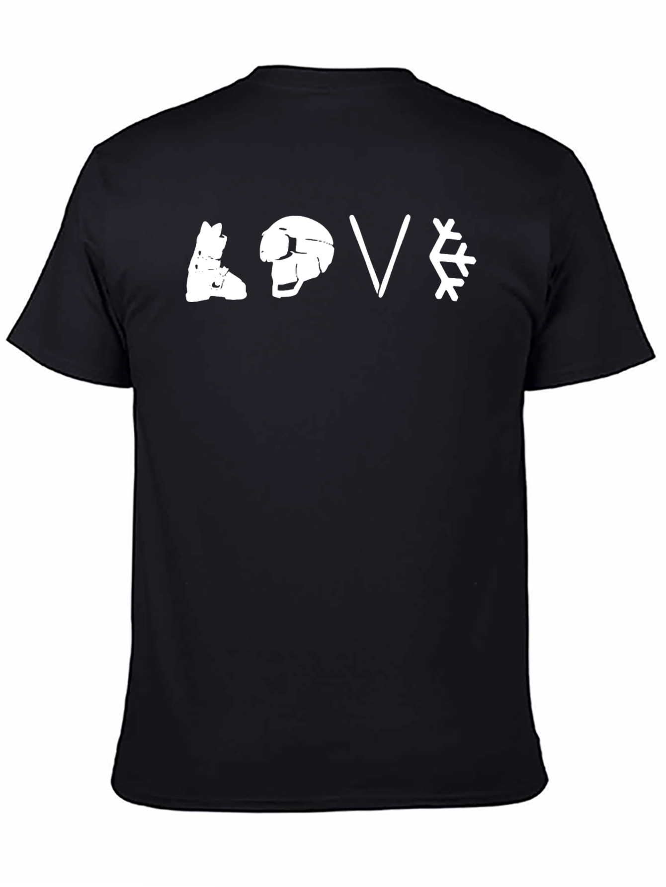 Black Skiing Love T-Shirt - Black Cotton Graphic Tee view 4