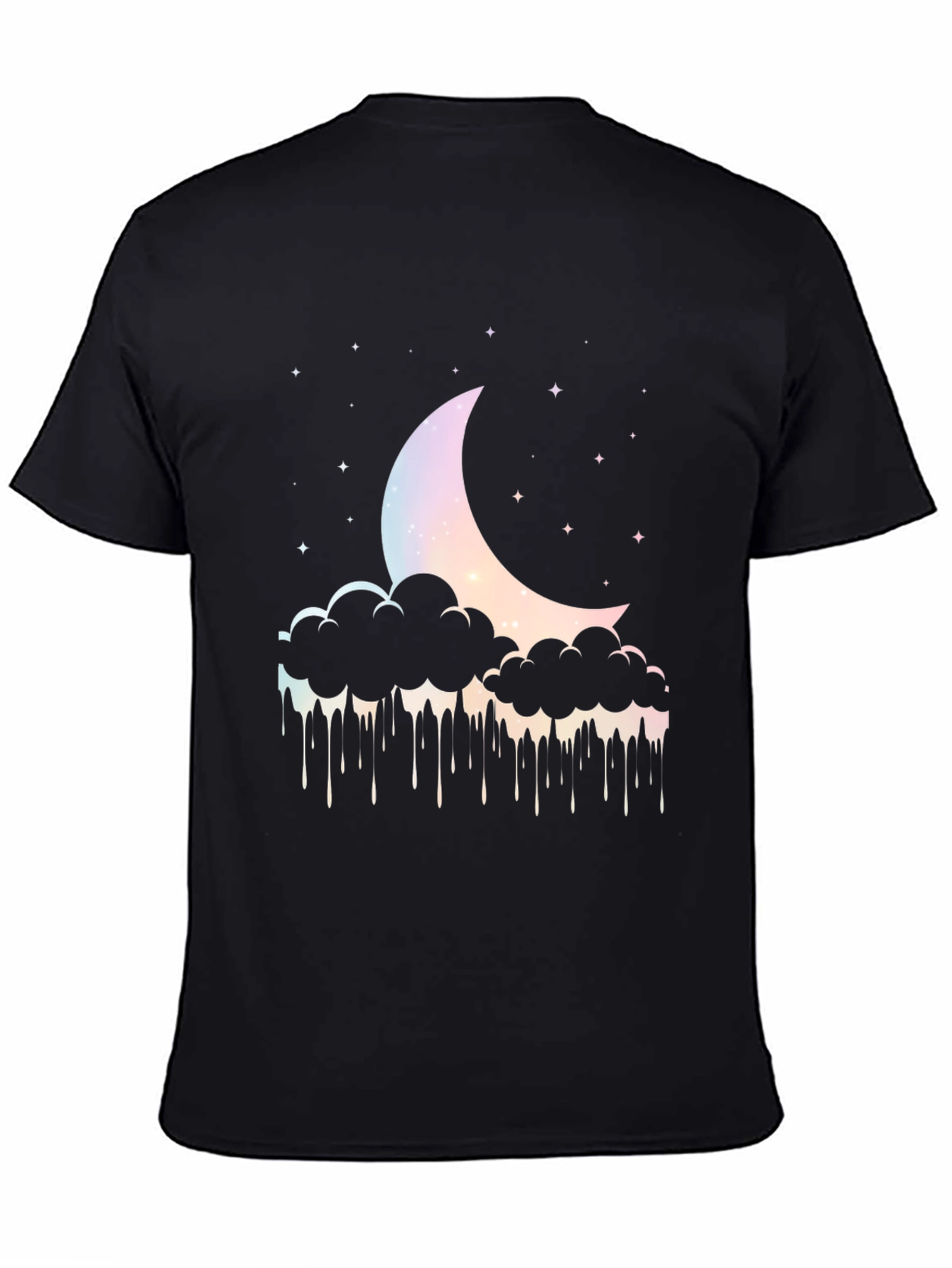 Black Dreamy Moon Cloud Graphic Tee - Black view 4