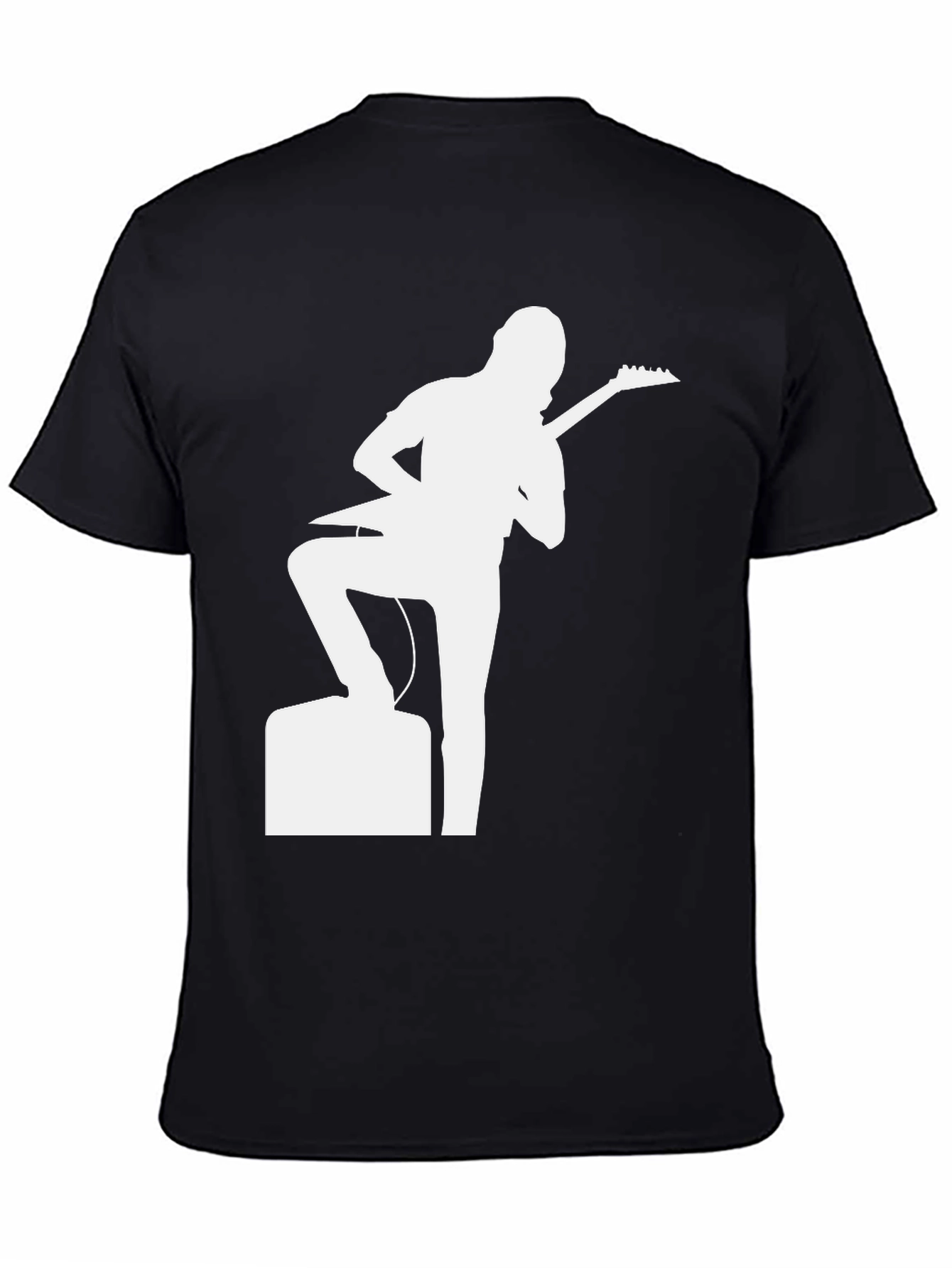 Black Guitar Player Graphic Tee - Black Cotton T-Shirt view 4