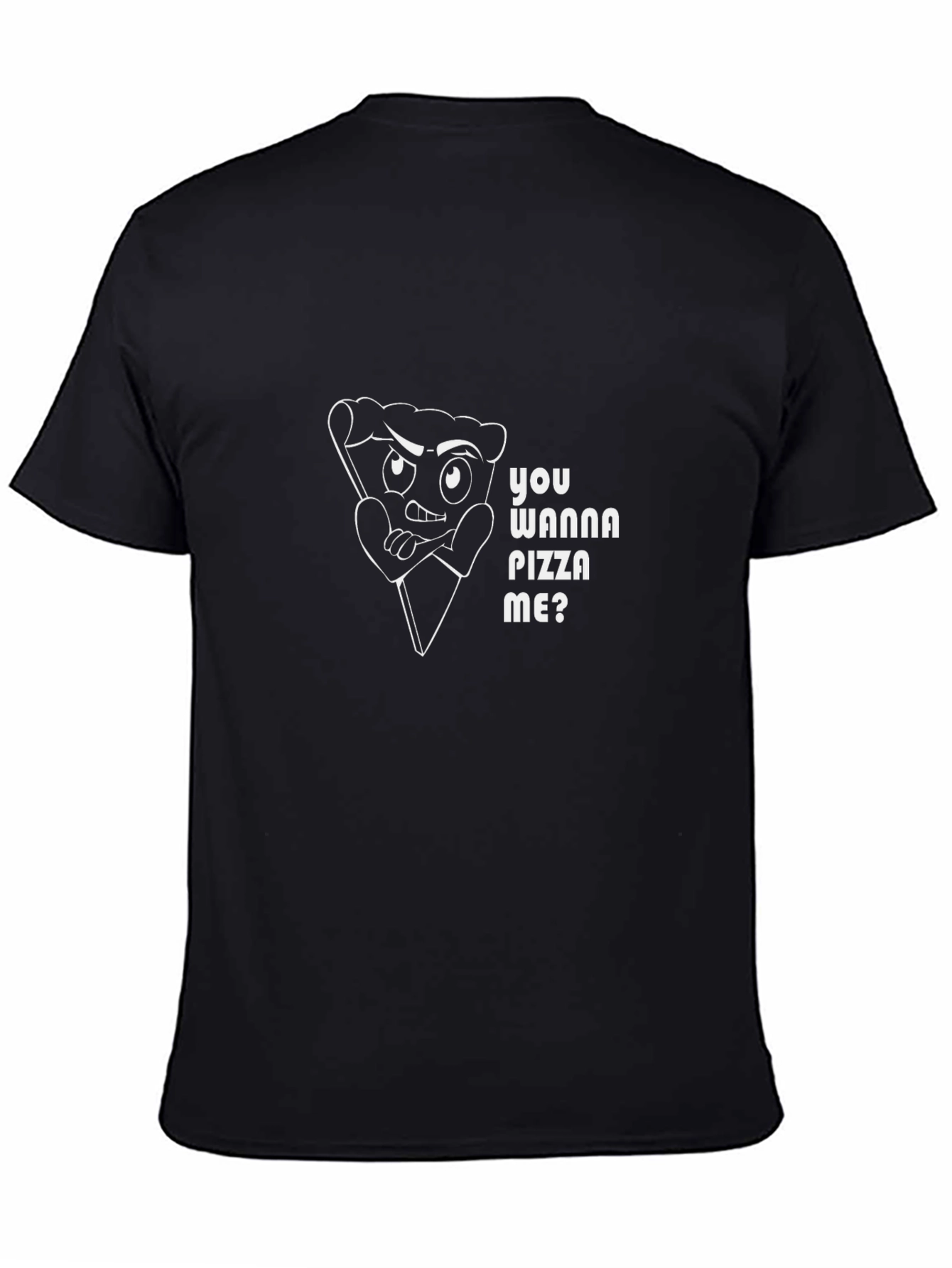 Black Pizza Pun Black T-Shirt - You Wanna Pizza Me? view 4