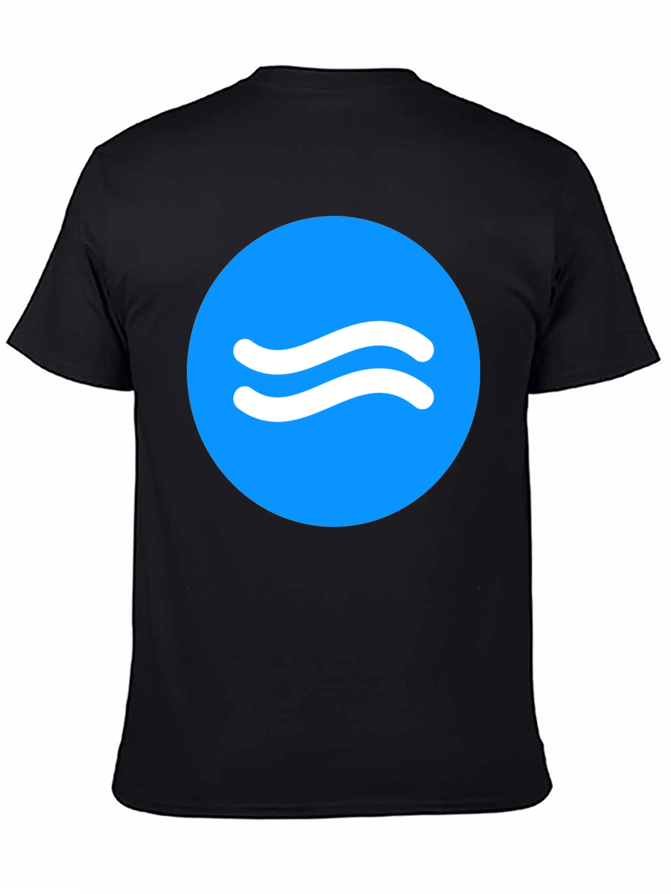 Black Trendy Black Tee with Blue Wave Circle Design view 4