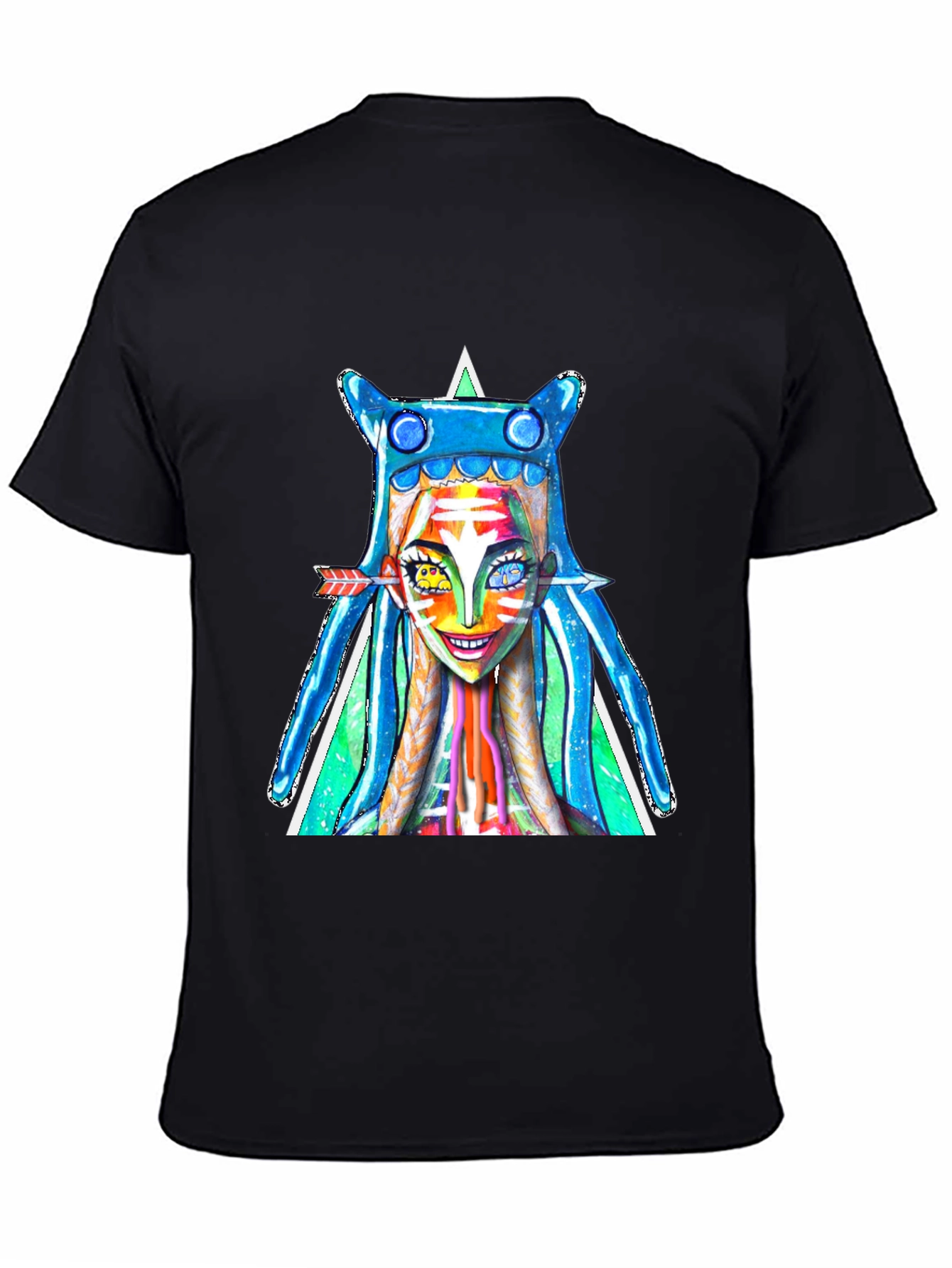 Black Funky Art T-Shirt - Colorful Character Graphic Tee view 4
