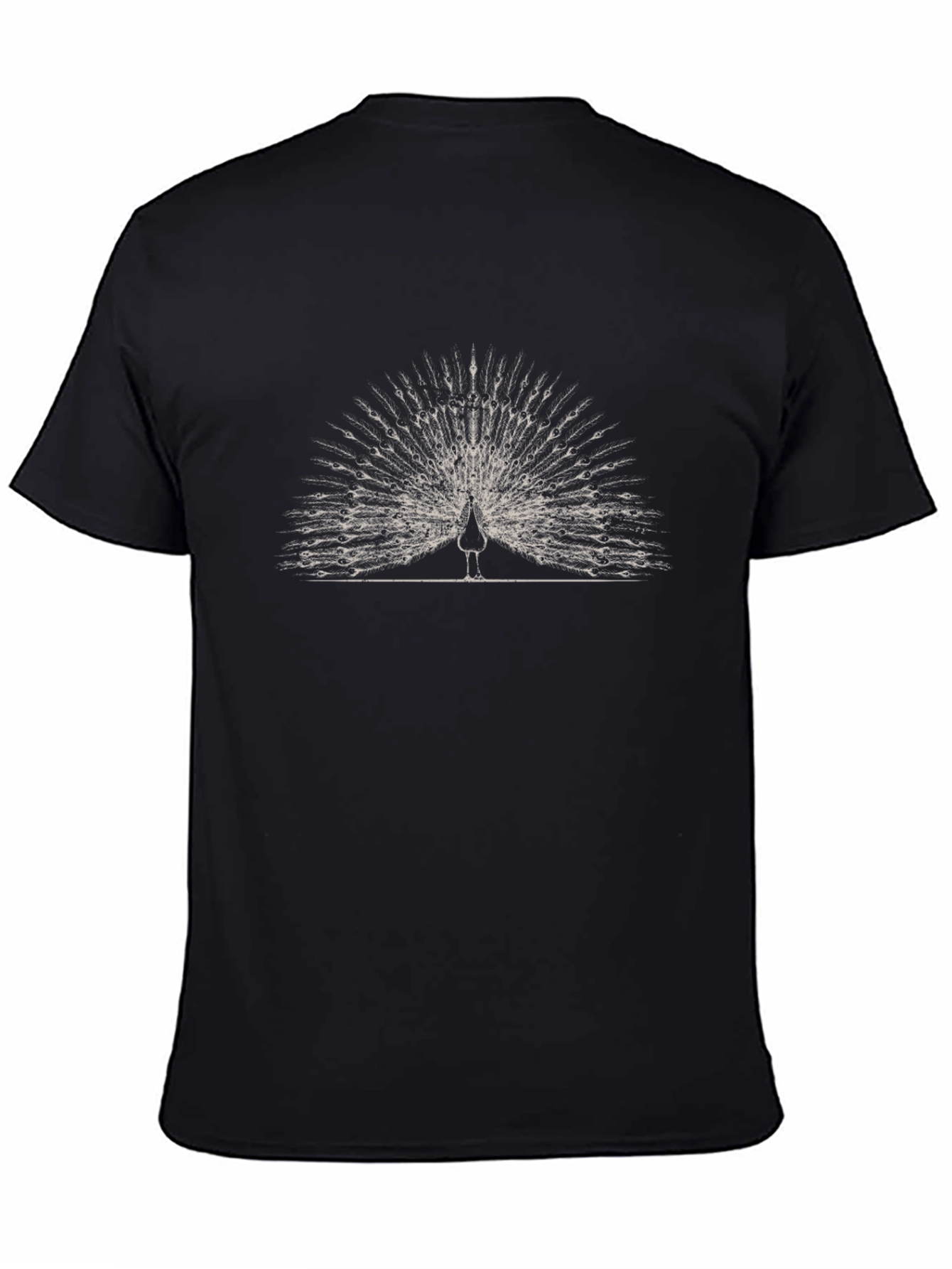 Peacock Graphic Print Black T-Shirt - 4