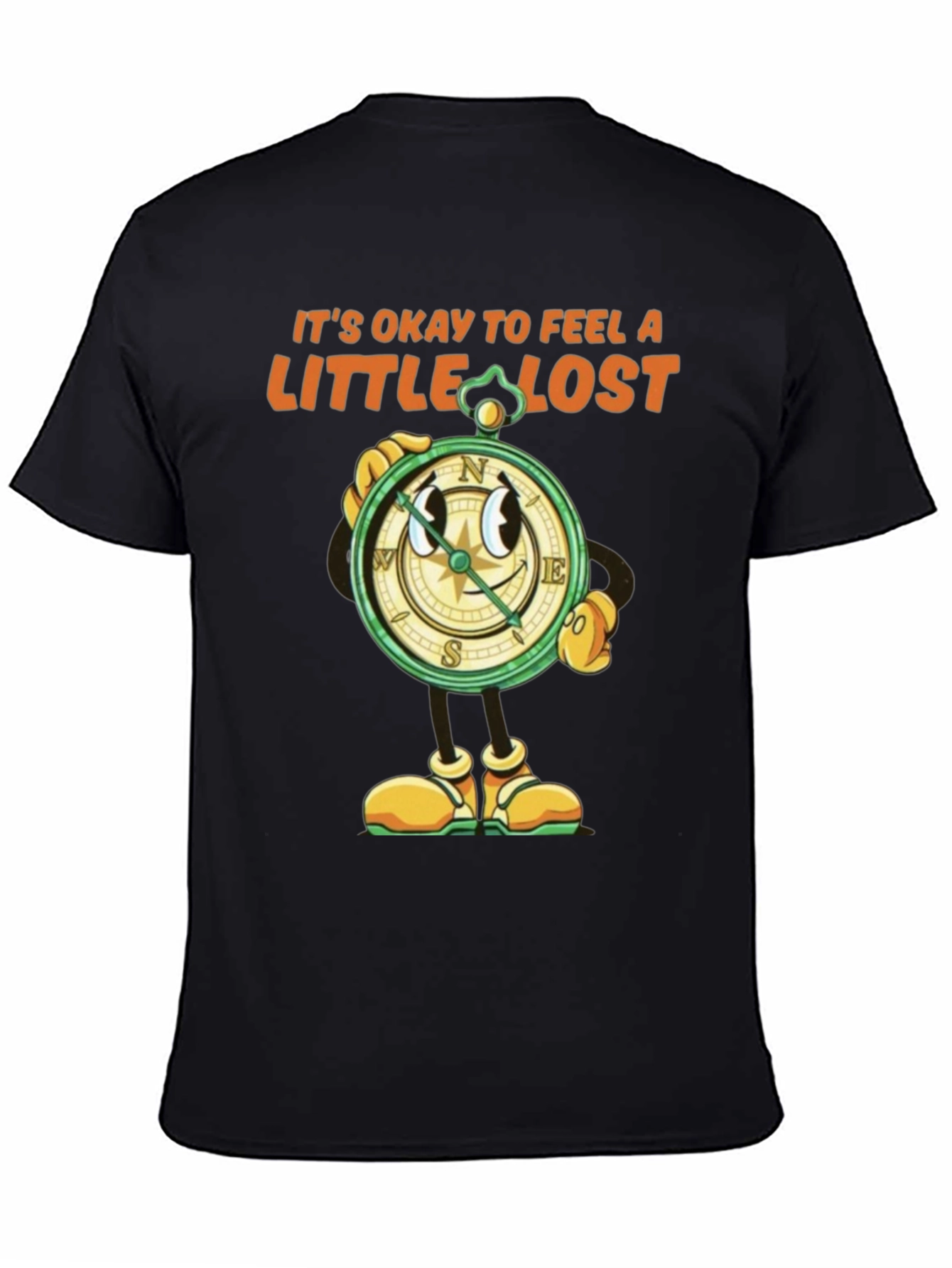 Black It's Okay To Feel A Little Lost T-Shirt view 4