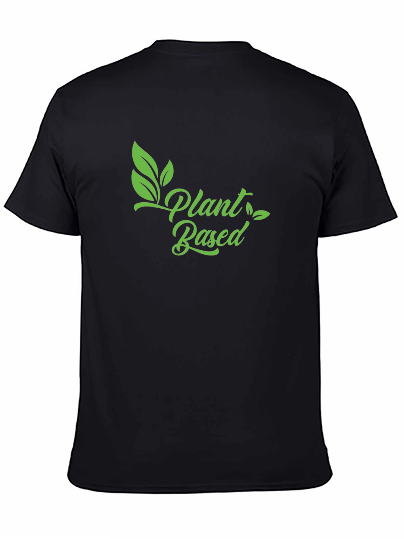 Black Plant Based Vegan T-Shirt - Green Print view 4