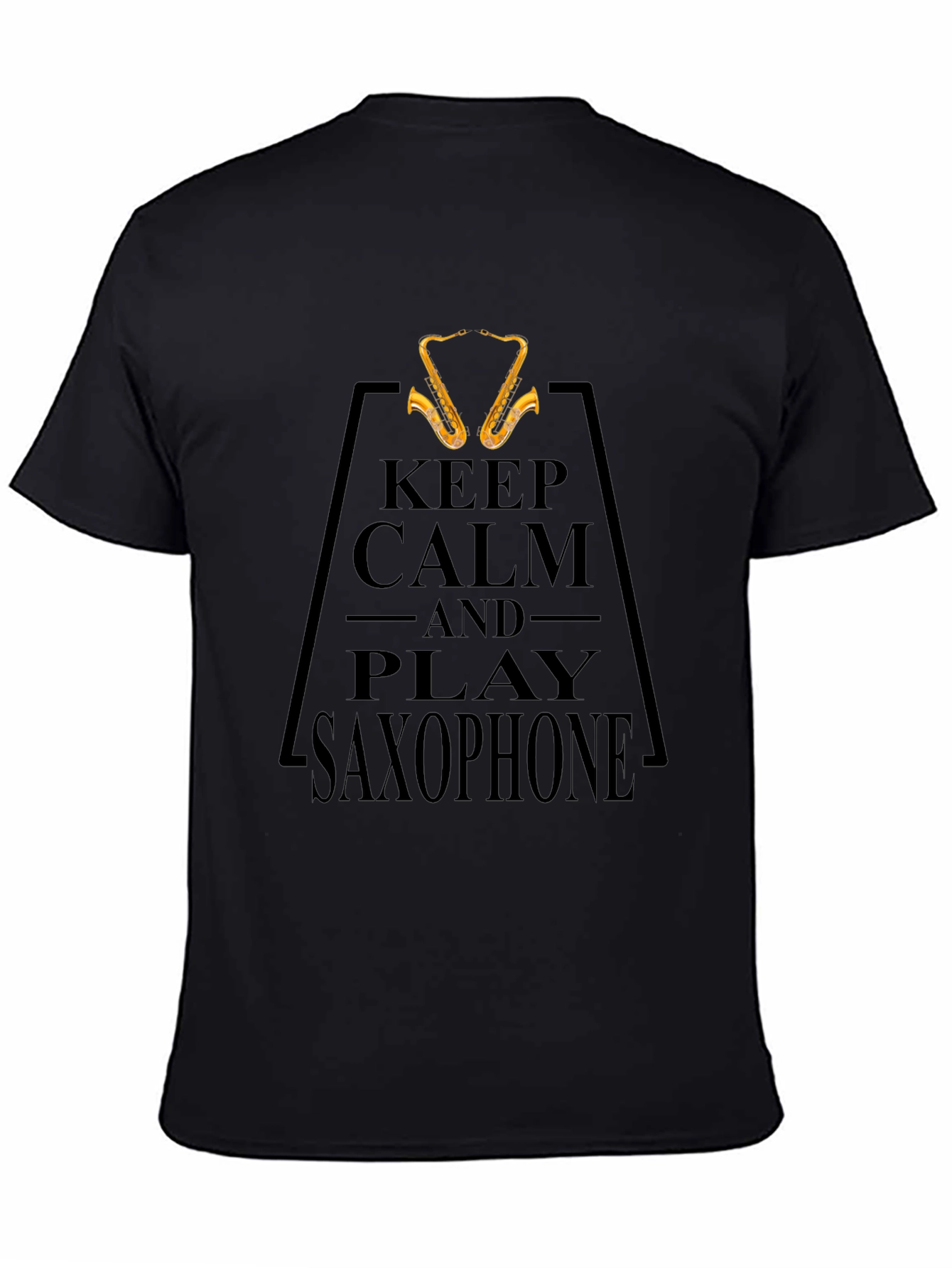 Black Keep Calm and Play Saxophone Black T-Shirt view 4
