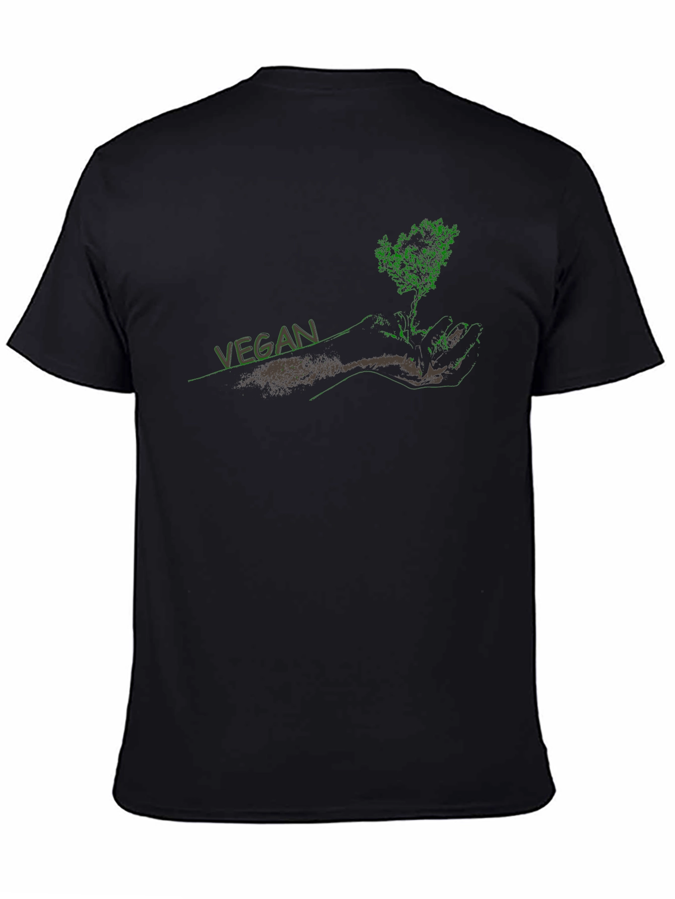Black Vegan Tree Graphic Black T-Shirt view 4