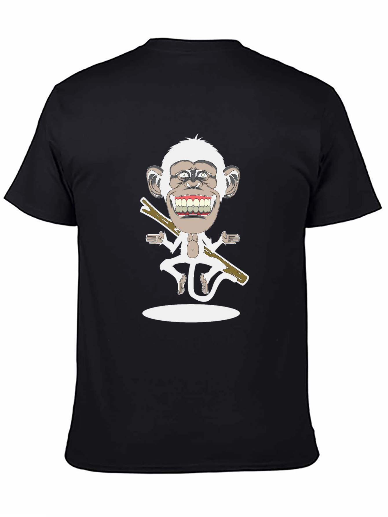 Black Cartoon Monkey Graphic Tee - Black view 4