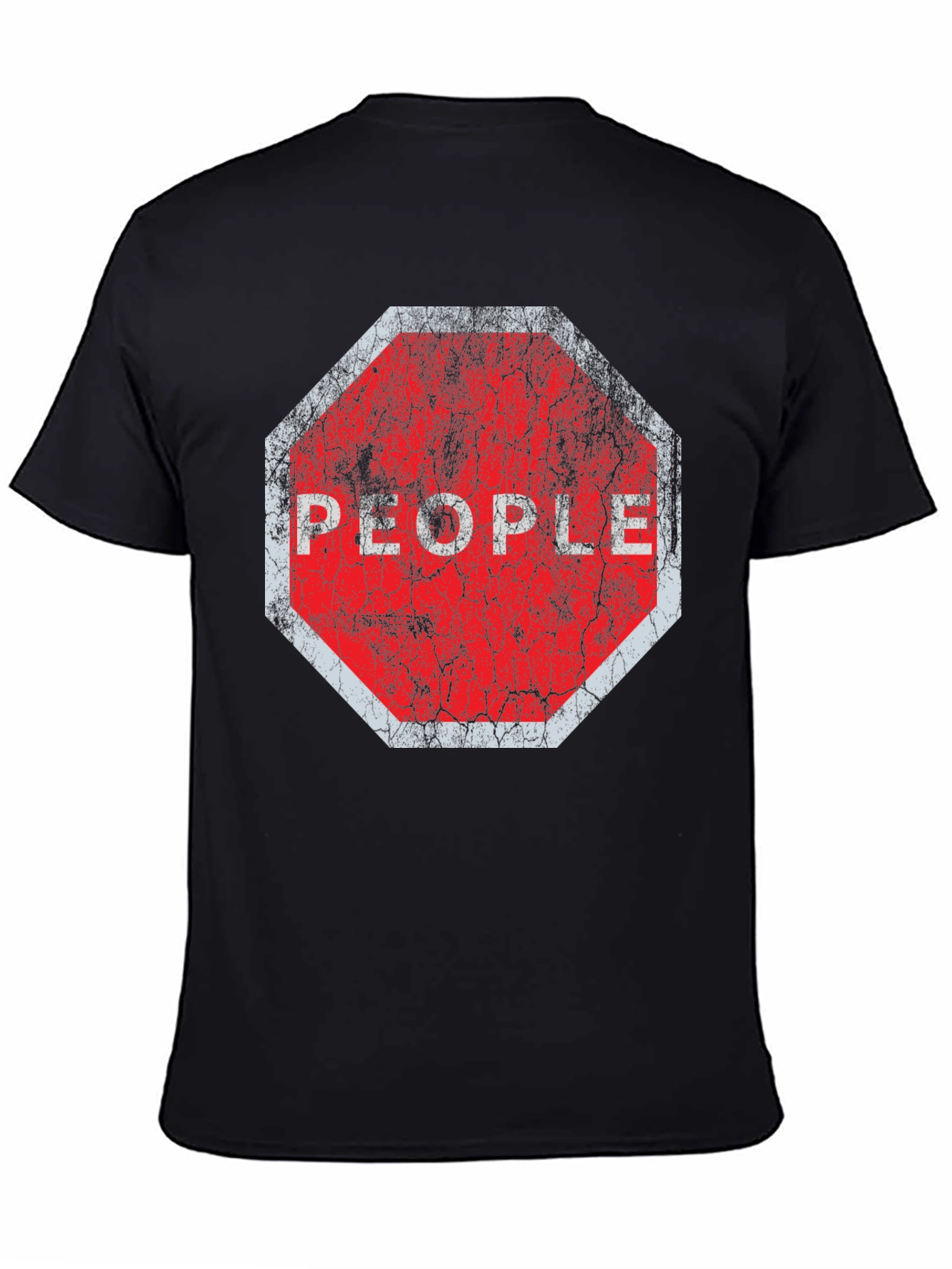 Black Stop People Graphic Tee - Black Cotton T-Shirt view 4