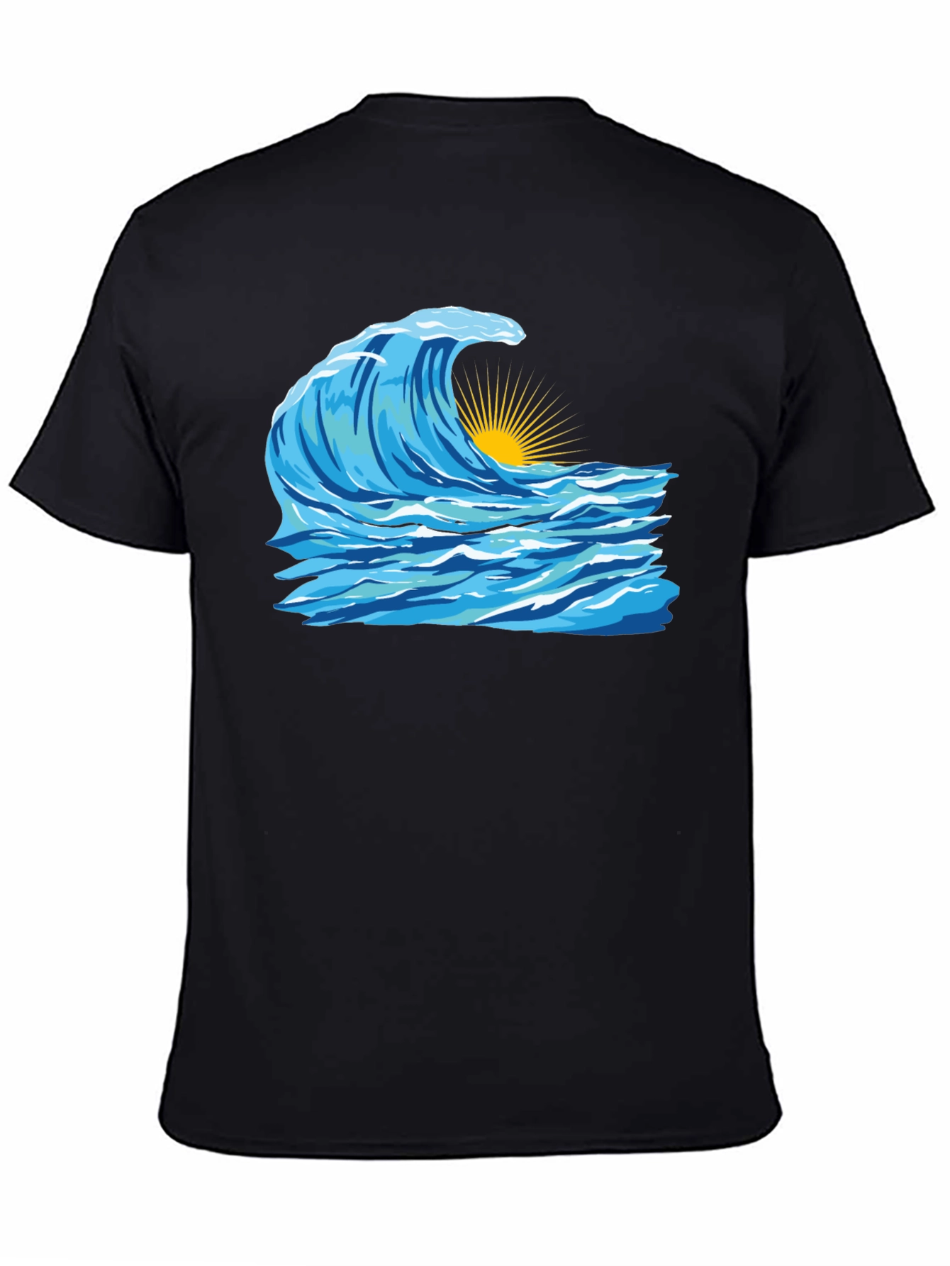 Black Wave Graphic Black T-Shirt view 4