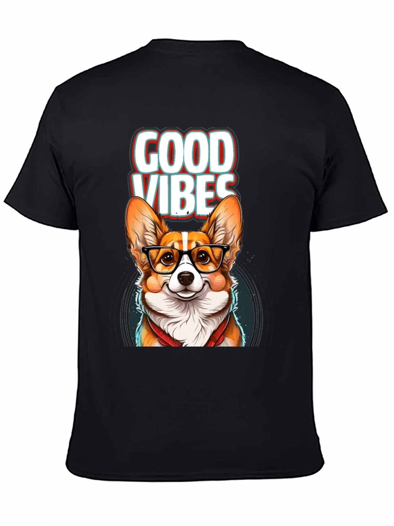 Black Good Vibes Corgi T-Shirt view 4