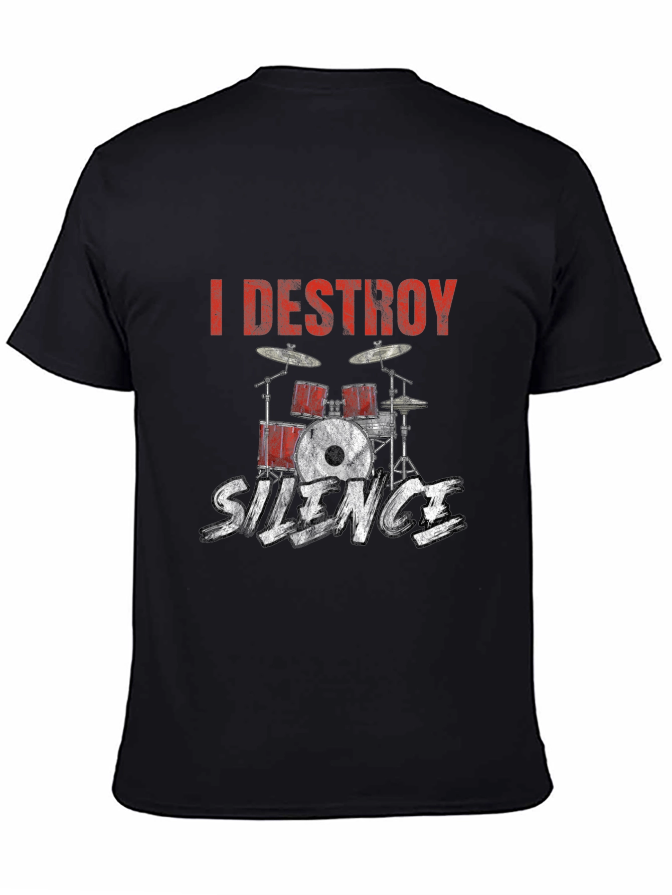 Black I Destroy Silence Drummer T-Shirt view 4