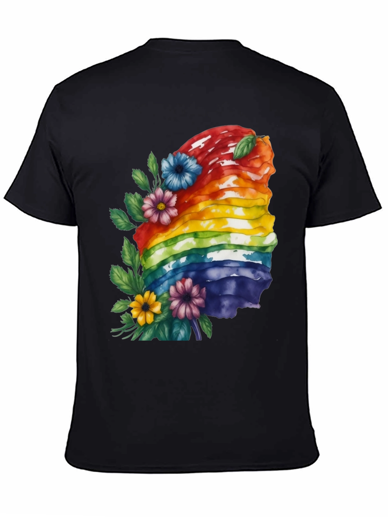 Black Rainbow Layered Cake Floral T-Shirt view 4