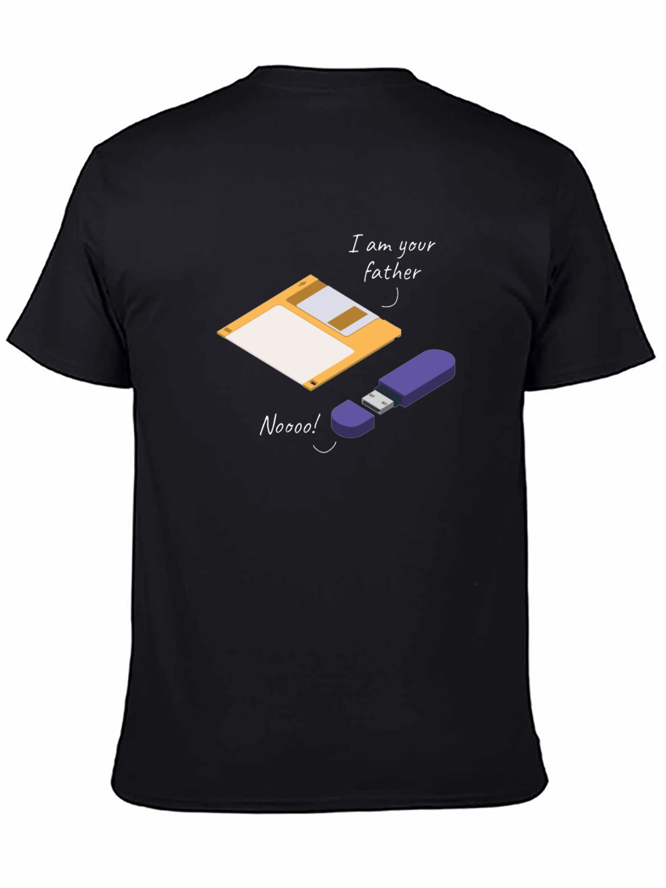 Black Funny Father's Day Geek T-Shirt: Floppy Disk & USB view 4