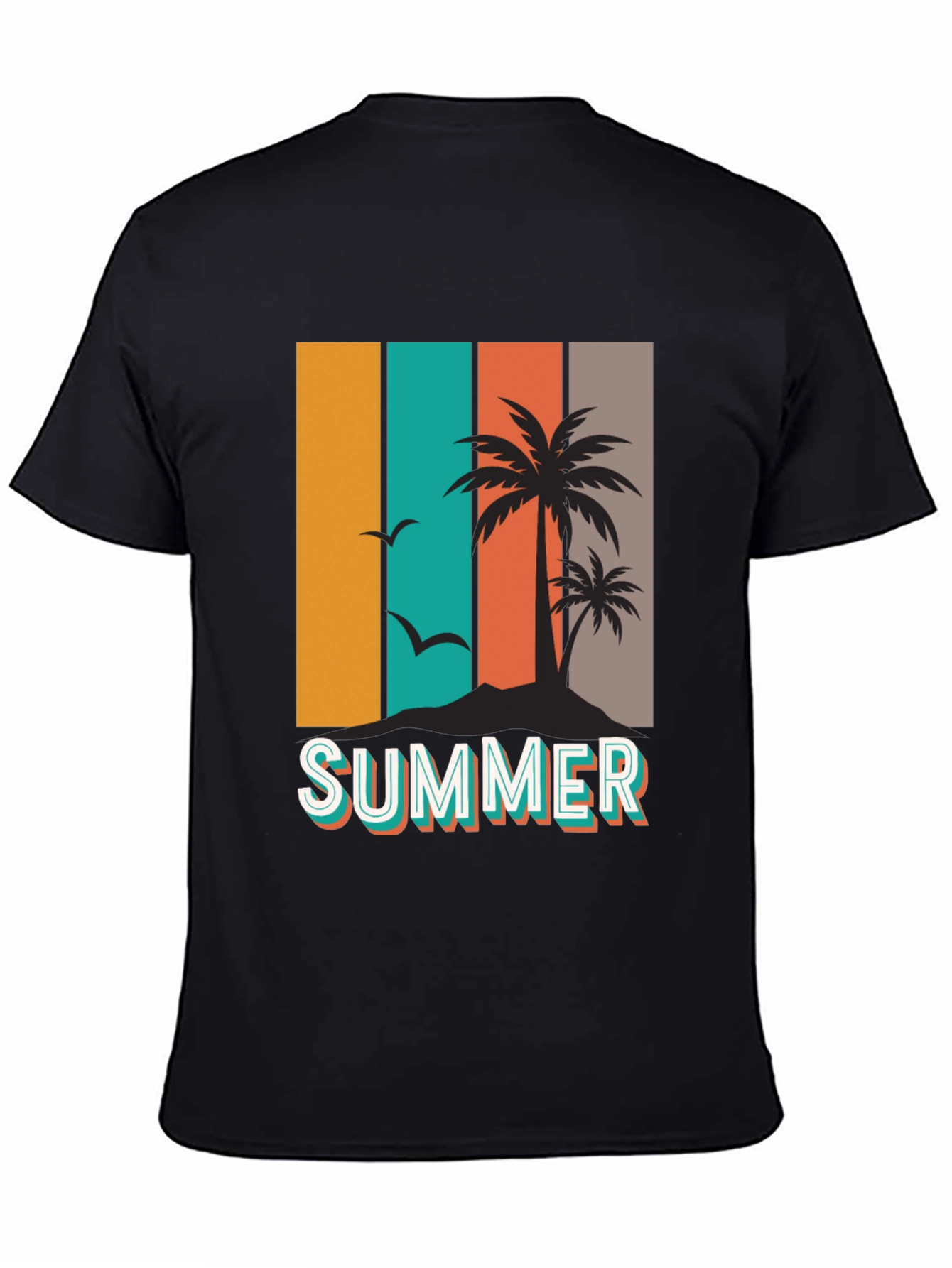 Black Retro Summer Palm Tree Graphic T-Shirt view 4