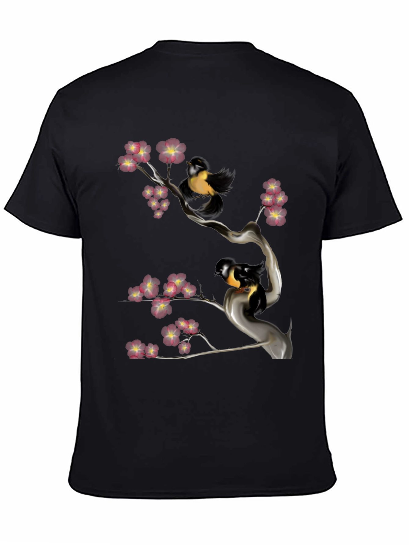 Black Bird & Cherry Blossom Graphic Tee view 4