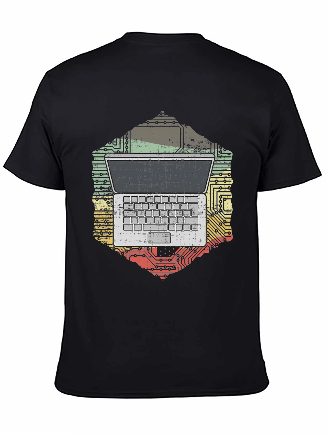 Black Laptop Circuit Board Graphic Tee view 4