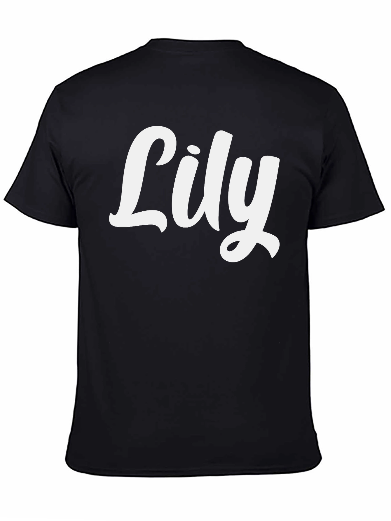 Black Lily Custom Name T-Shirt - Black Crew Neck view 4