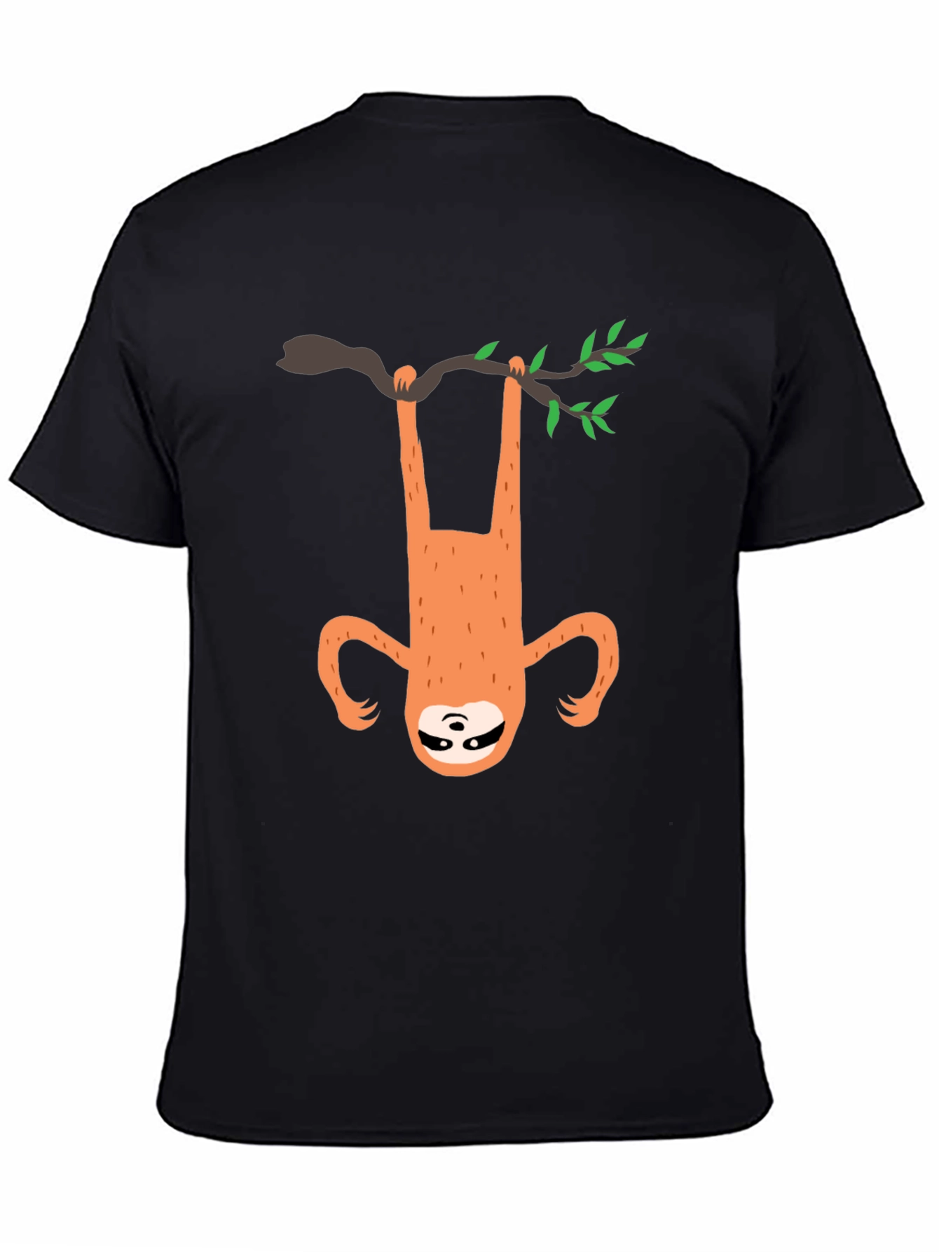 Black Hanging Sloth Graphic Tee - Black Cotton Casual T-Shirt view 4
