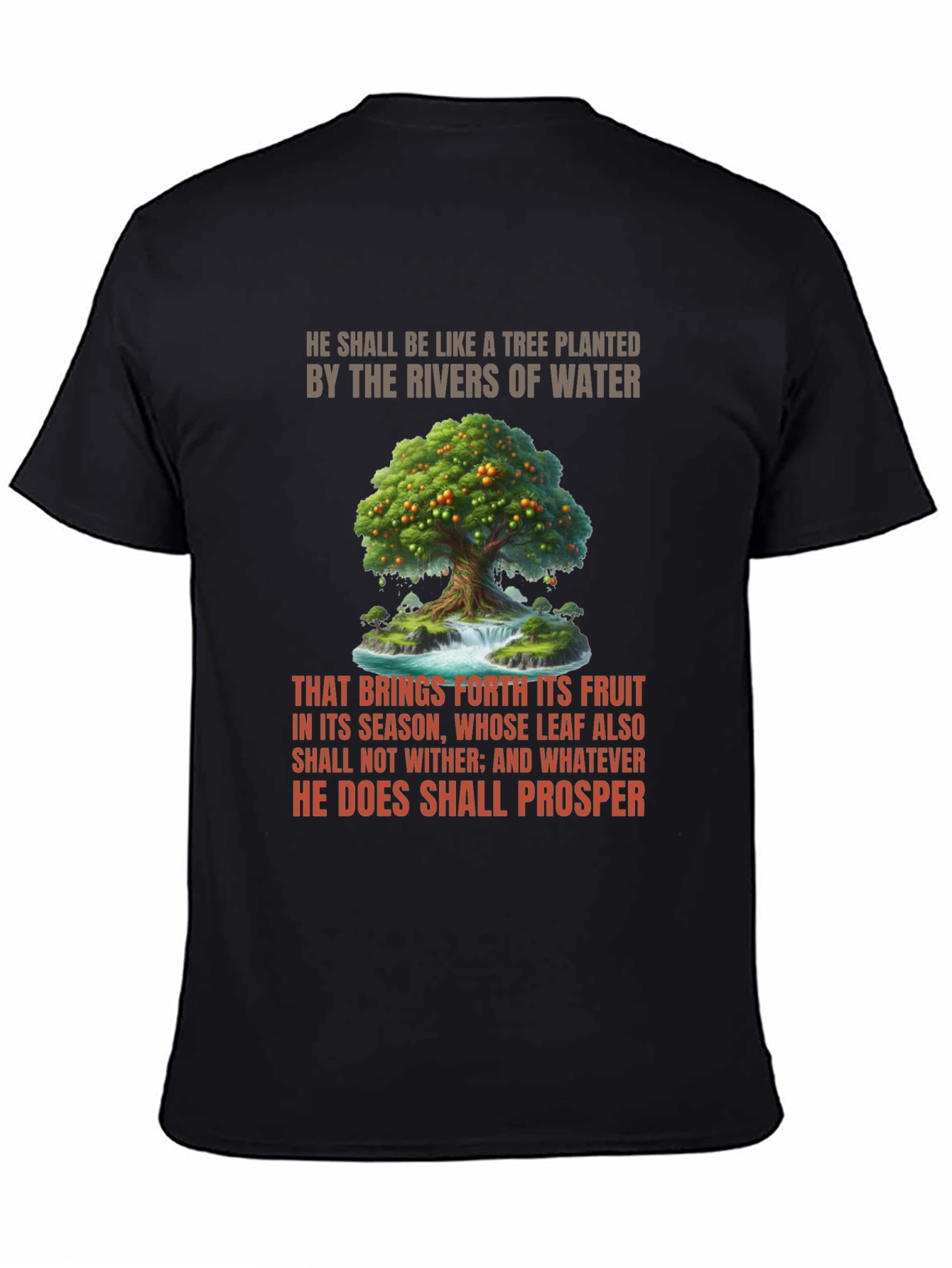 Black Biblical Tree of Life Graphic T-Shirt view 4