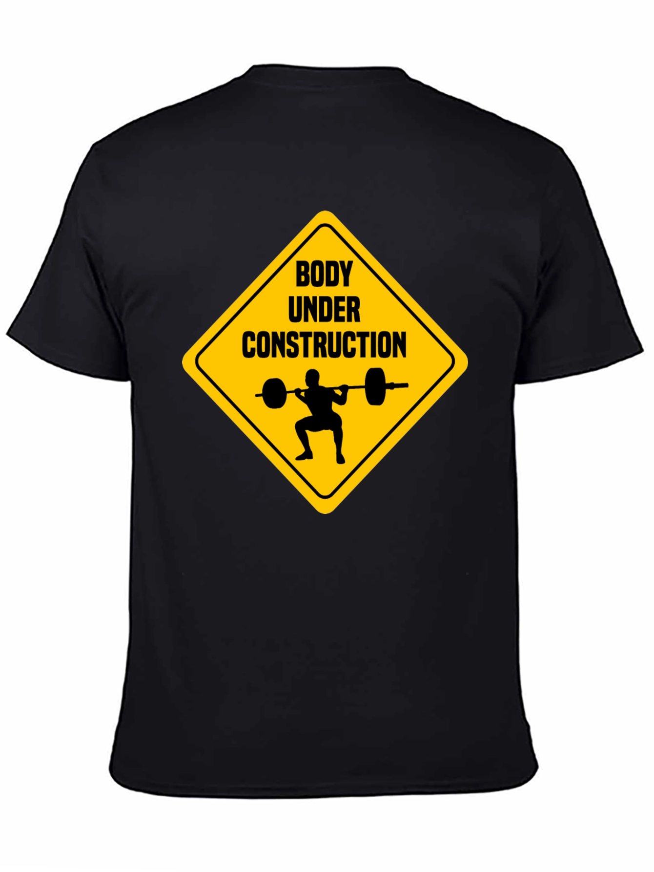 Black Body Under Construction Weightlifting T-Shirt view 4