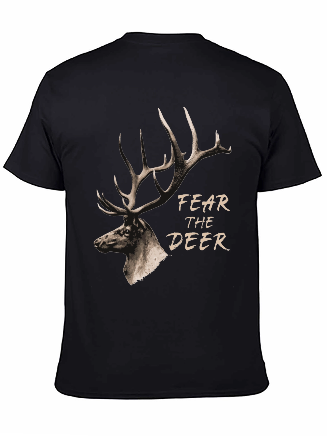 Black Fear the Deer Graphic T-Shirt - Black view 4