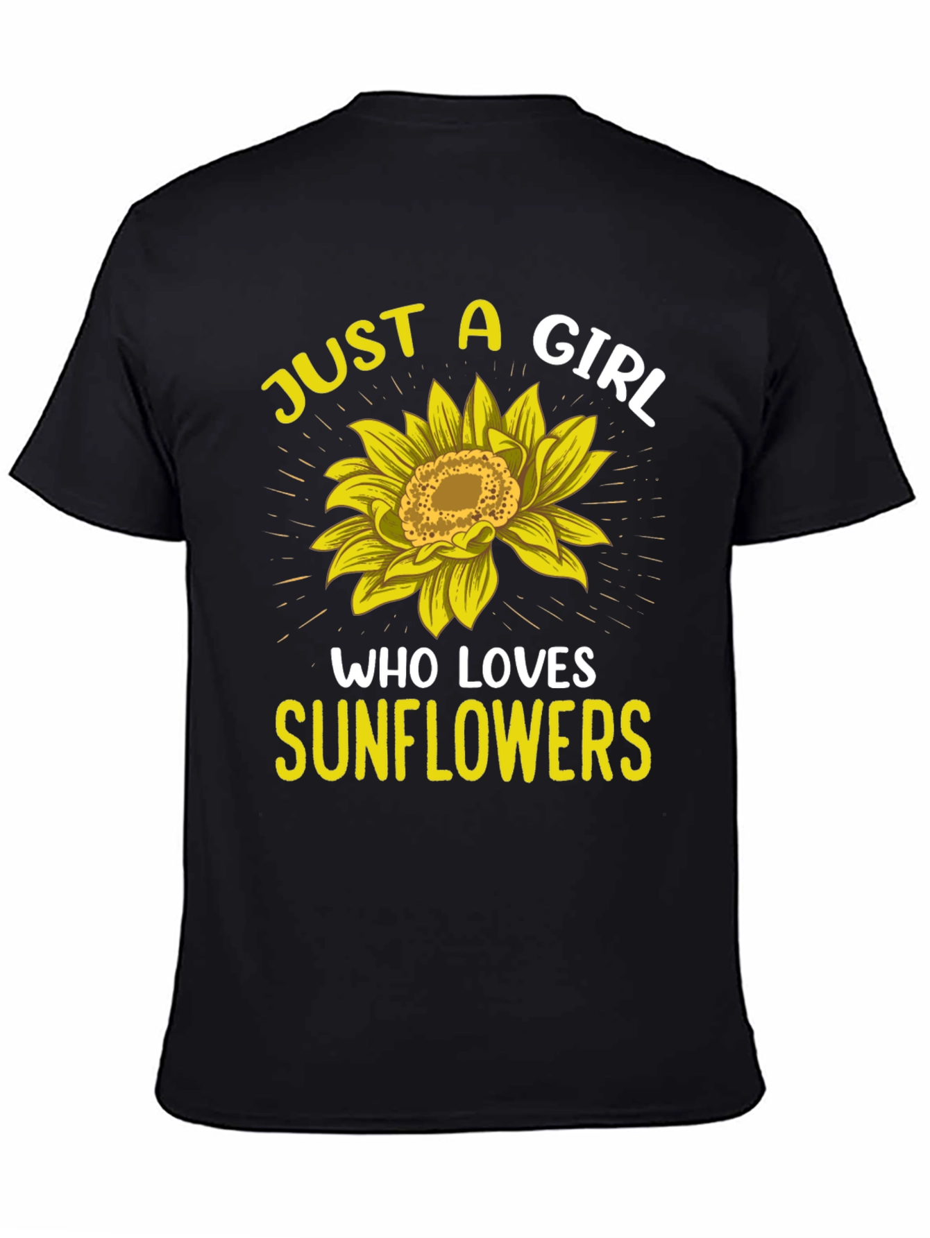 Black Sunflower Lover Graphic T-Shirt - Just a Girl view 4