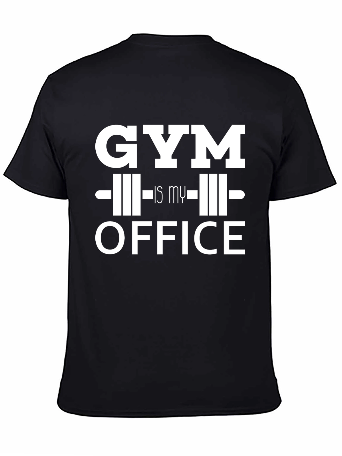 Black Gym Is My Office T-Shirt - Black Cotton Fitness Tee view 4