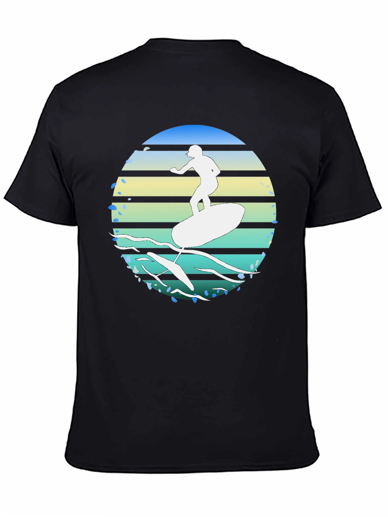Black Surfer Graphic Tee - Black Cotton T-Shirt view 4