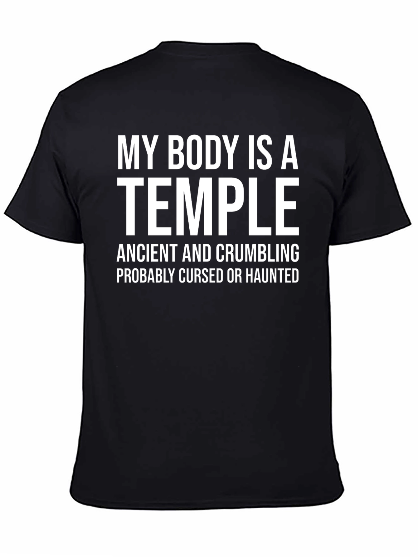 Black Humorous Graphic Tee - My Body Is A Temple T-Shirt view 4