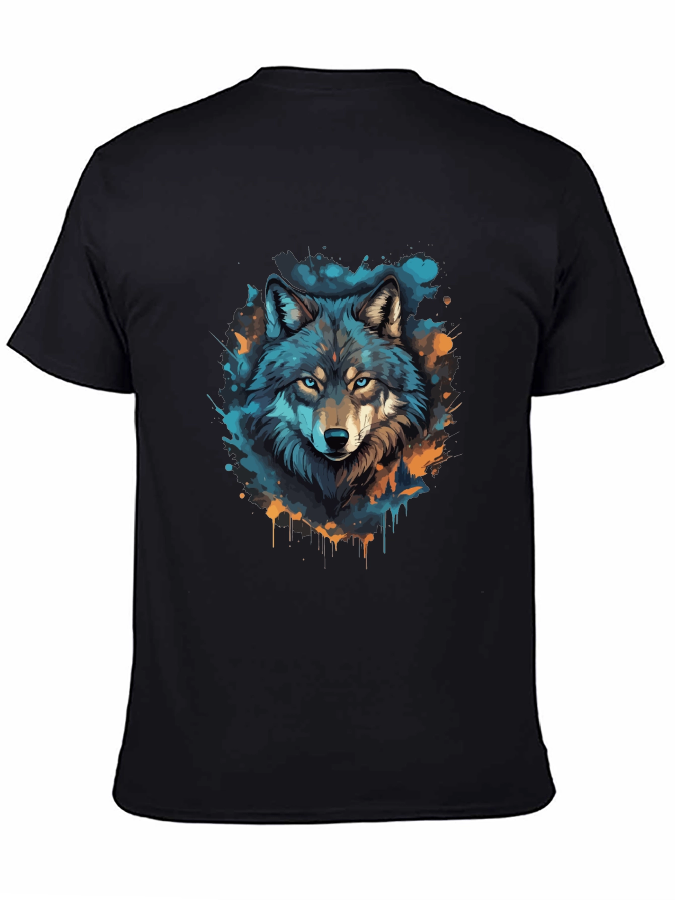 Black Wolf Graphic Tee - Black Cotton T-Shirt view 4