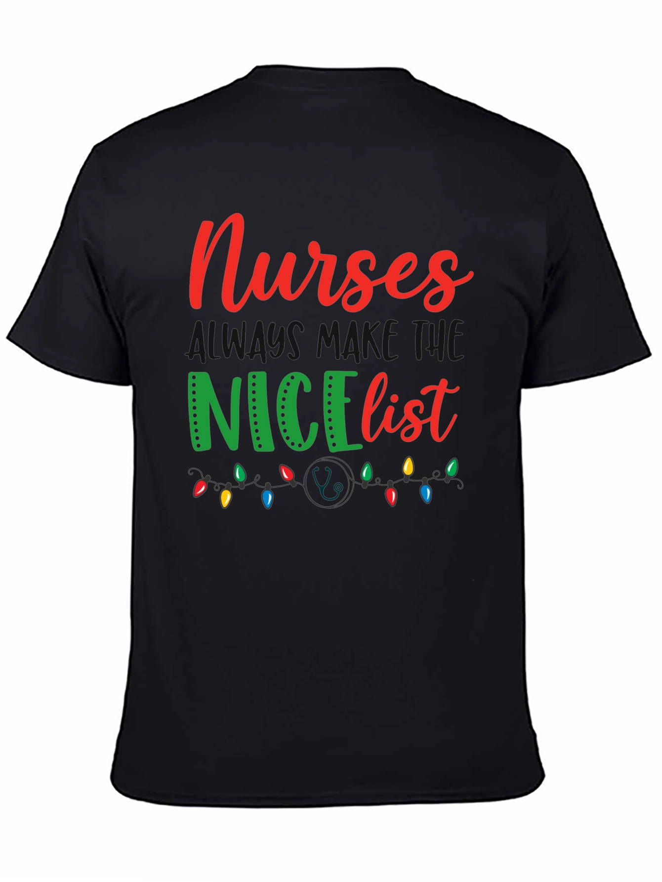 Black Nurses NICE List T-Shirt view 4