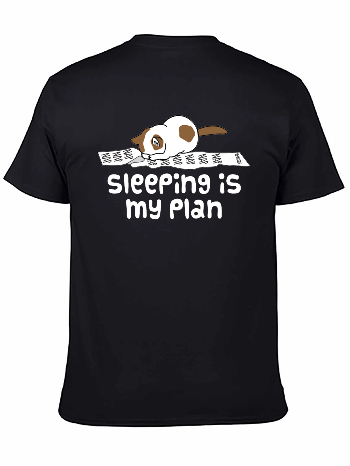 Black Sleeping is my Plan T-shirt, Lazy Cat view 4