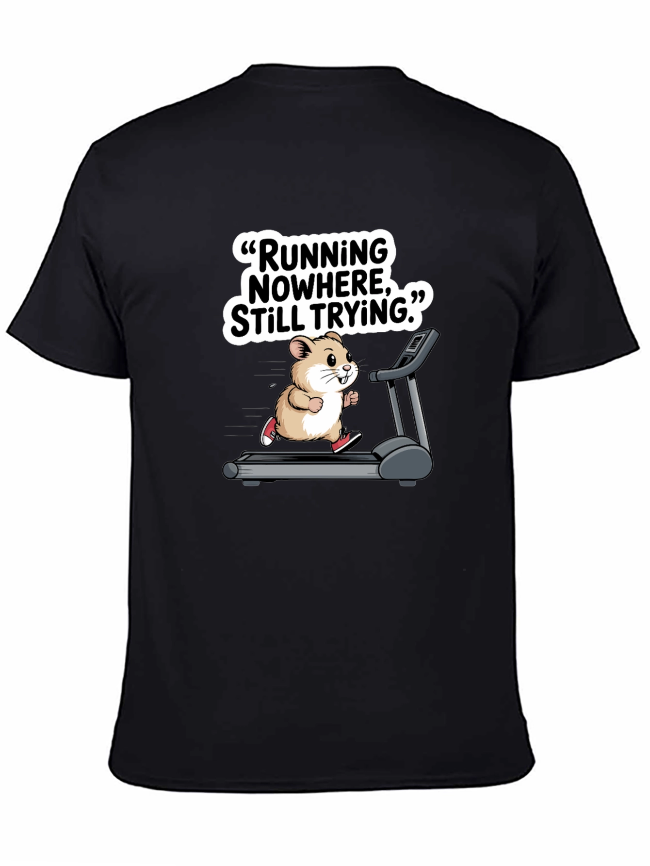 Black Hamster Treadmill Graphic Tee - Funny Workout Shirt view 4