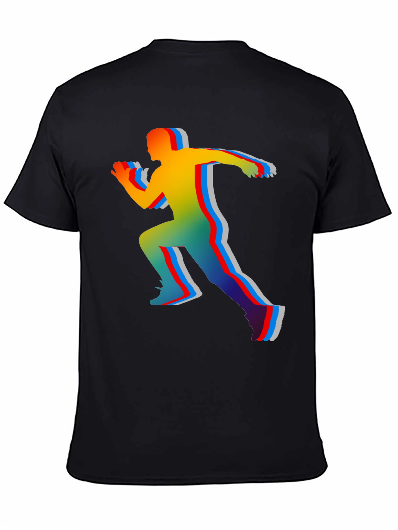 Black Colorful Runner Graphic T-Shirt view 4