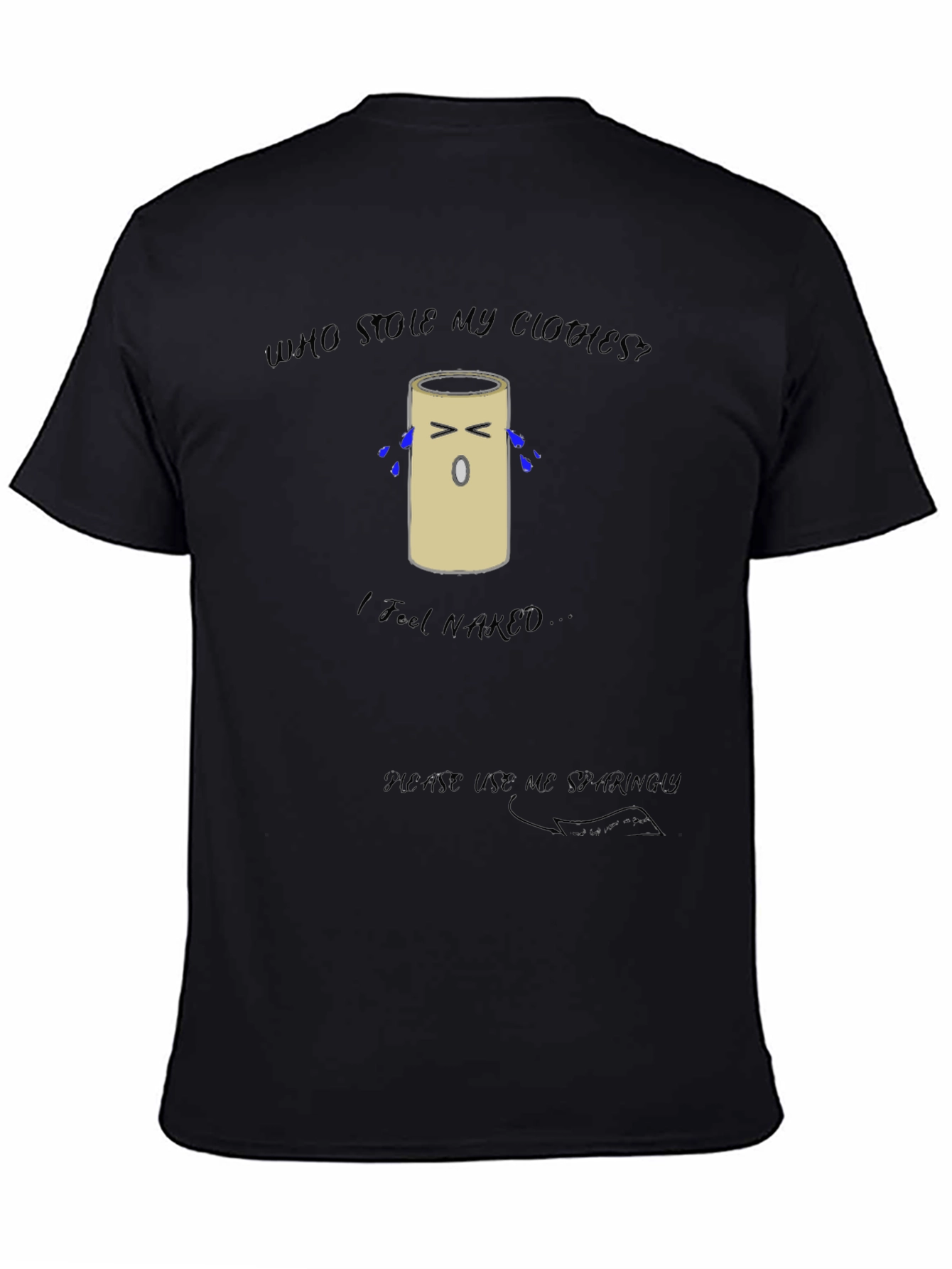 Black Humorous Toilet Paper Roll T-Shirt view 4