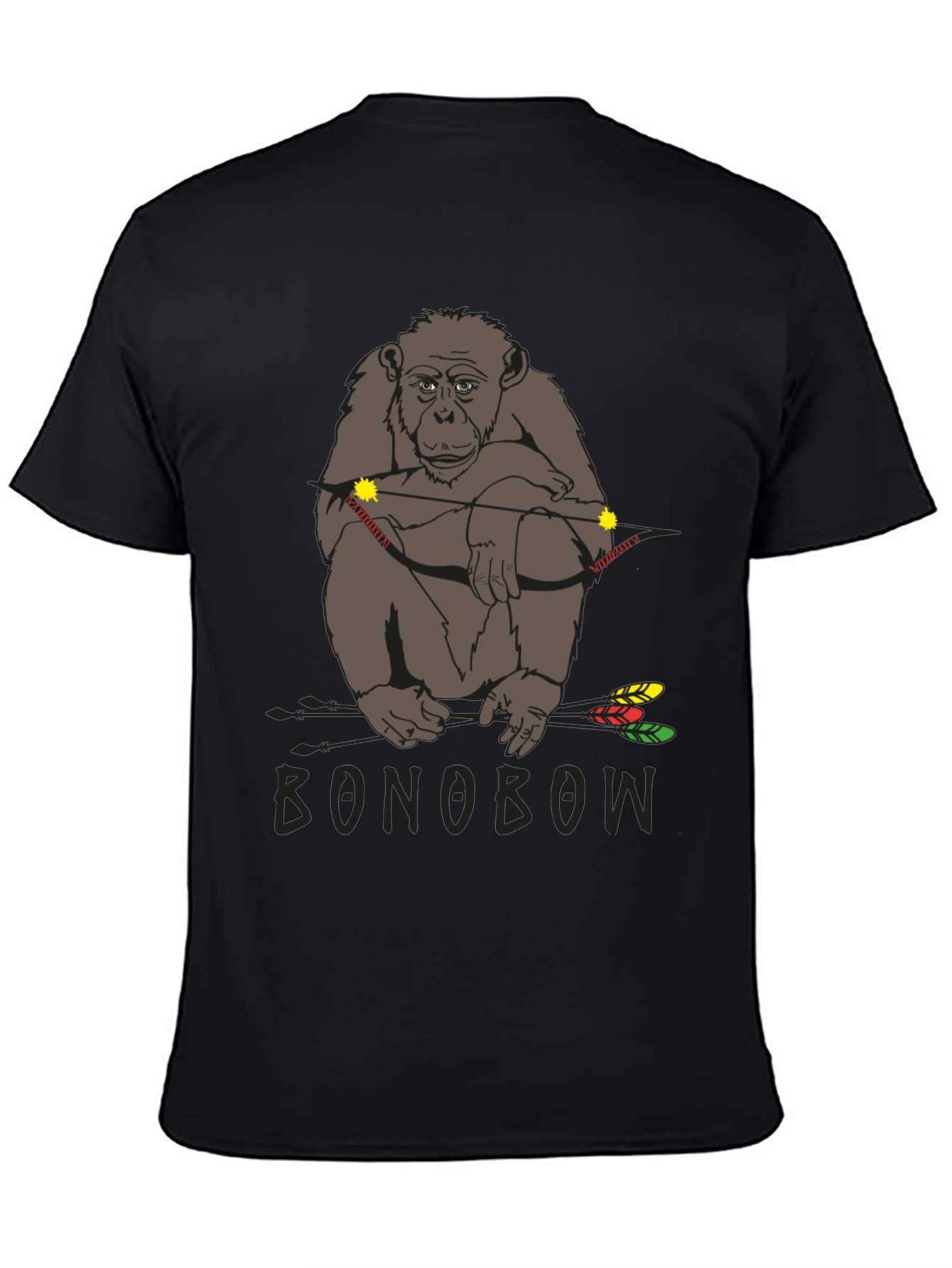 Black Bonobo Archer T-Shirt - Novelty Animal Tee view 4