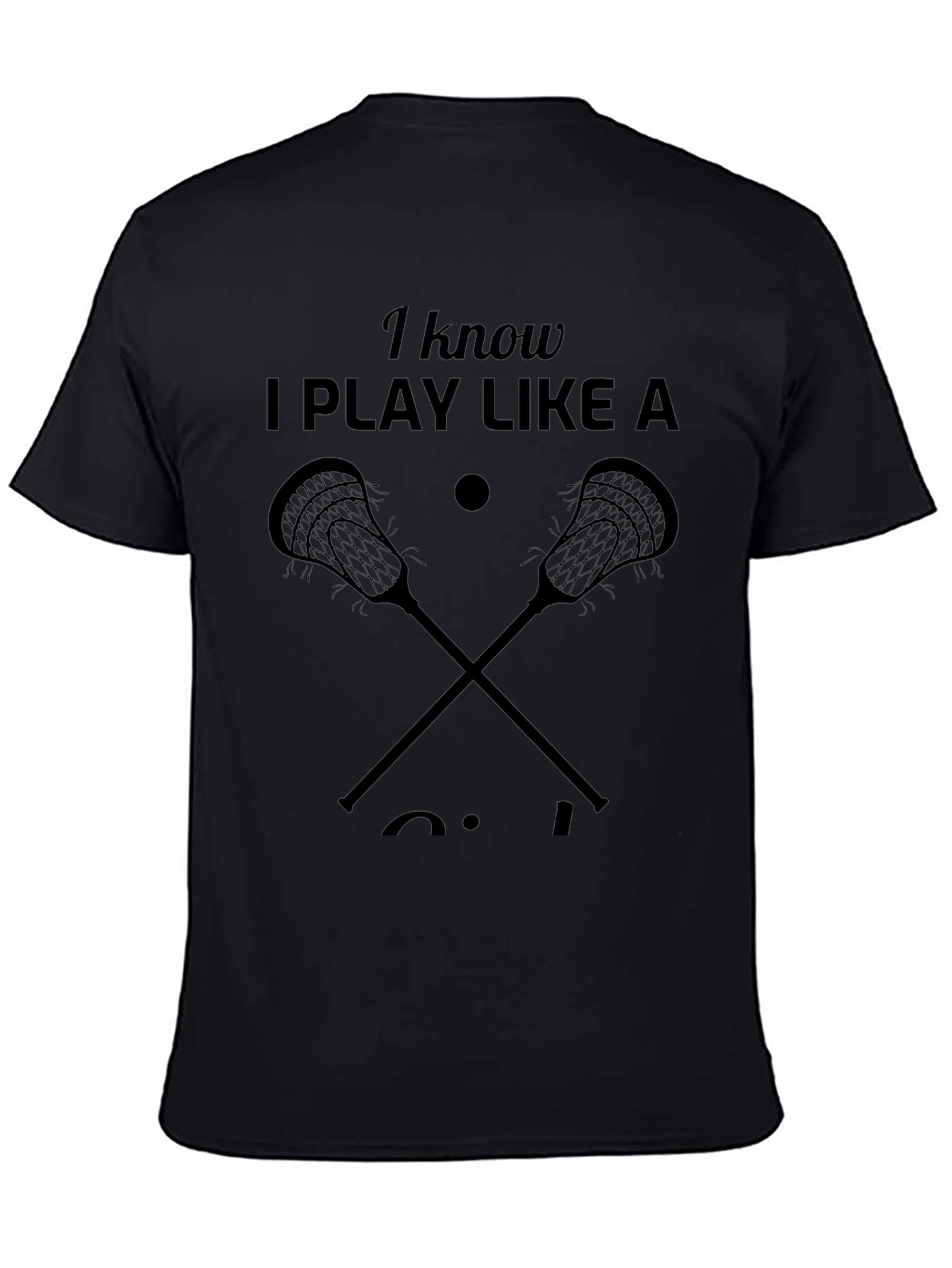 Black Lacrosse Player Black Graphic T-Shirt view 4